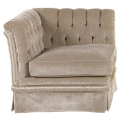 DALì Italian Armchair, Velvet with Button Tufted Back & Left Armrest by Zanaboni