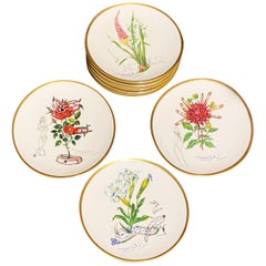 Dali "Las Flores Dalinianas" Set of 8 Dessert Plate Limited Edition 1981 N°6244