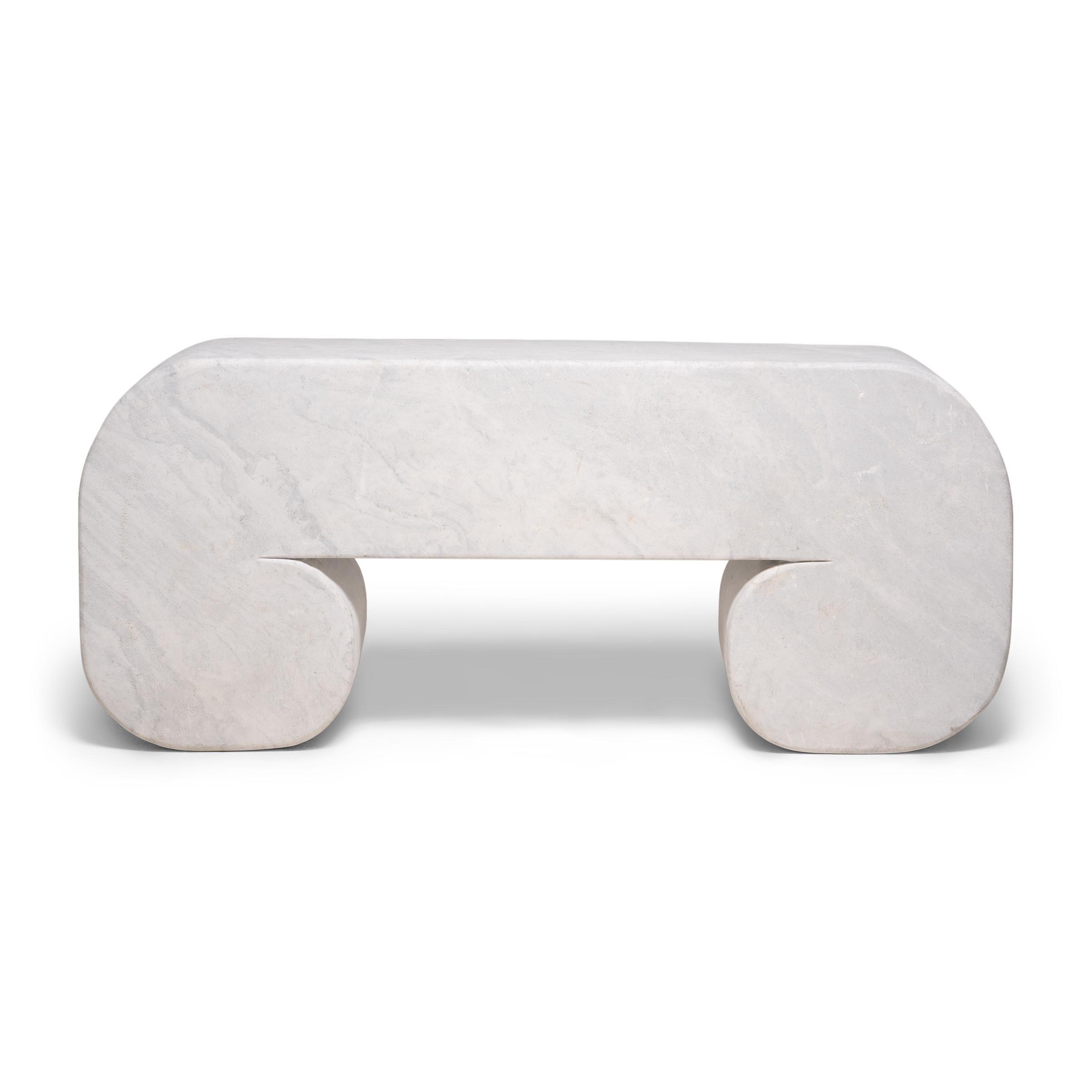 Carved Dali Marble Moon Bench