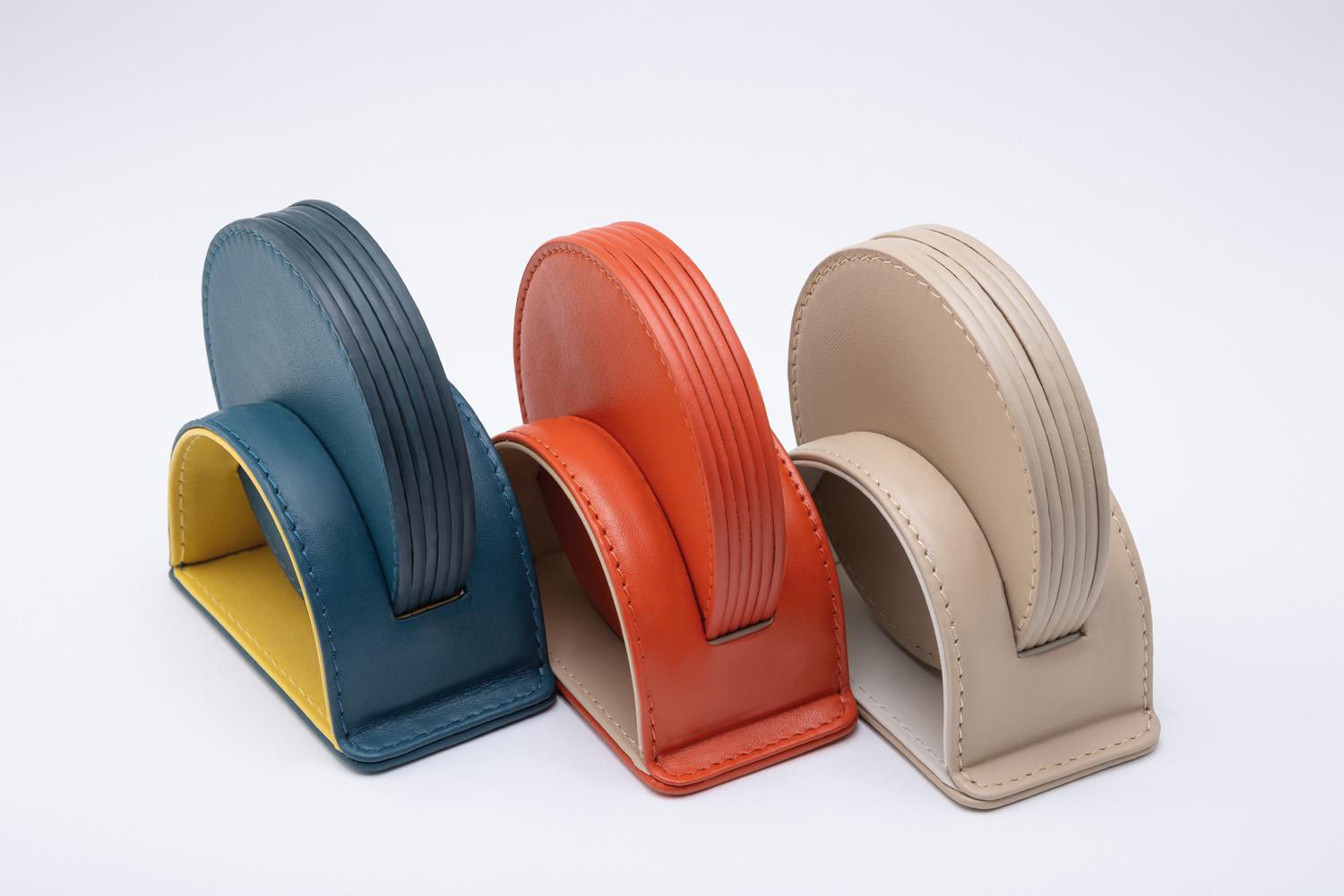 Fatto a mano DALÌ– Soft Round Coasters Arch Set – 6 pieces - Spritz Orange & Cappuccino Beige in vendita