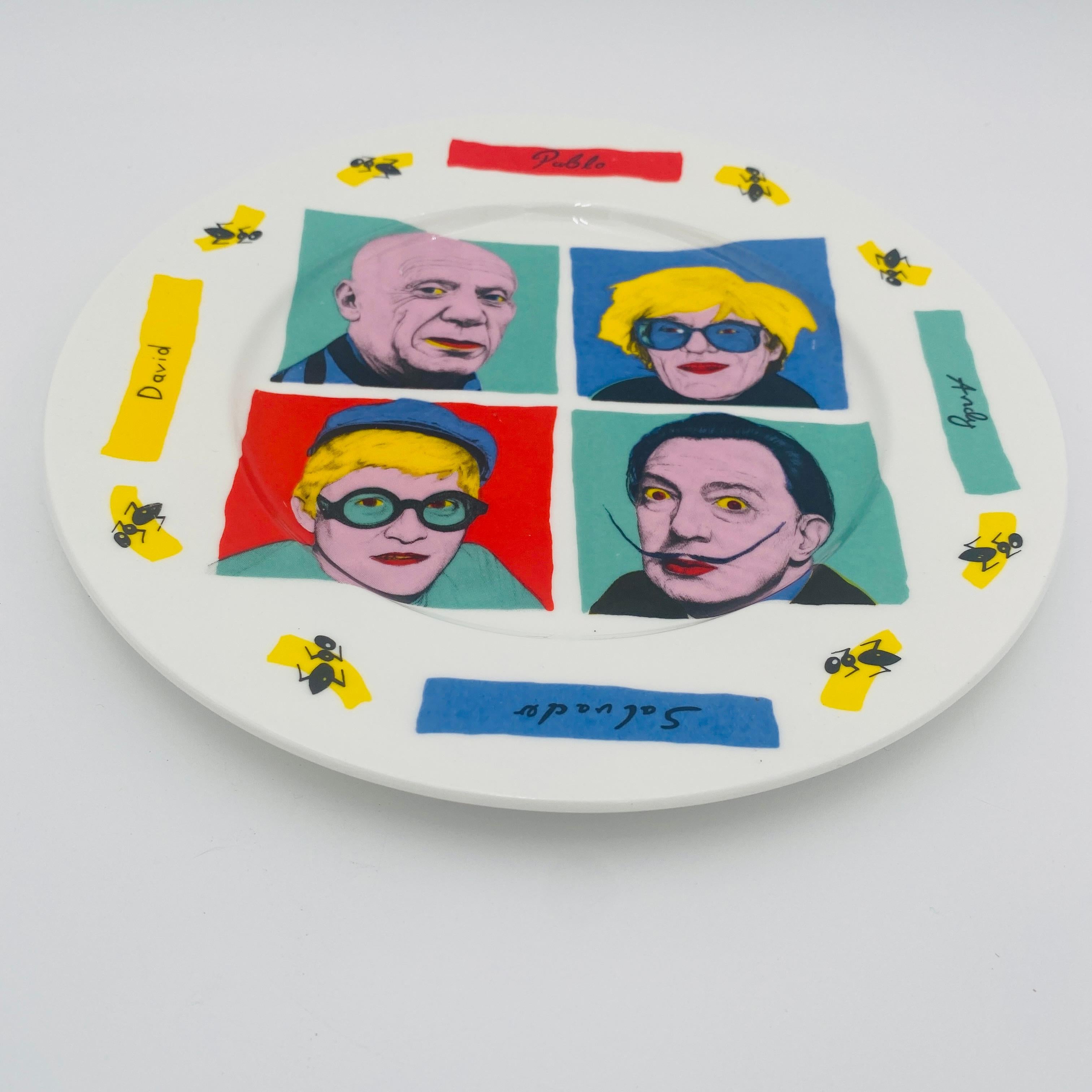 Dali, Warhol, Picasso, assiette Hockney, Artists par Mac Products, Angleterre 1990 en vente 2