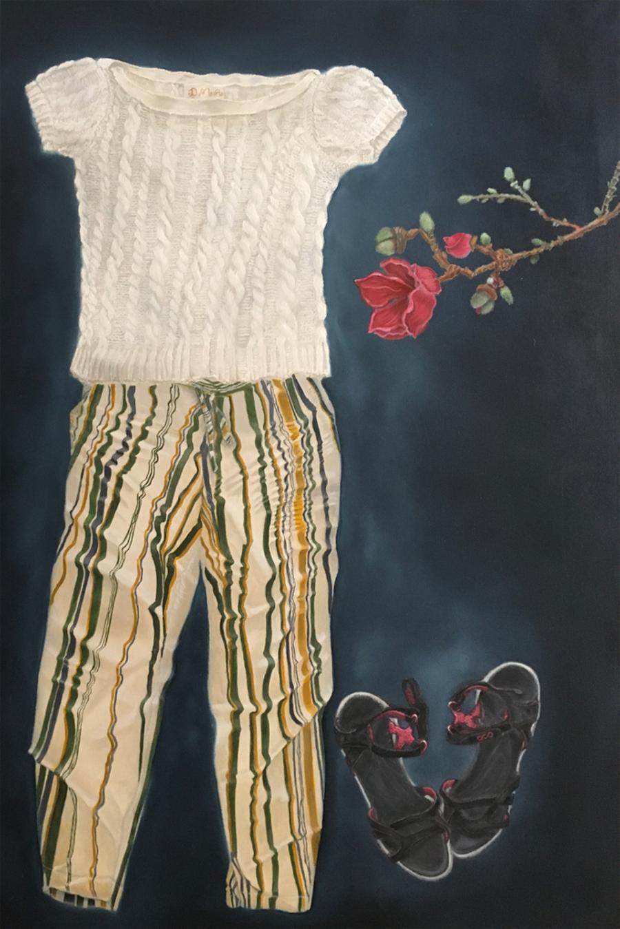 Figurative Painting di Dalia Atteya - 2 6 8 con Magnolie Rosse - Pittura, Olio su tela