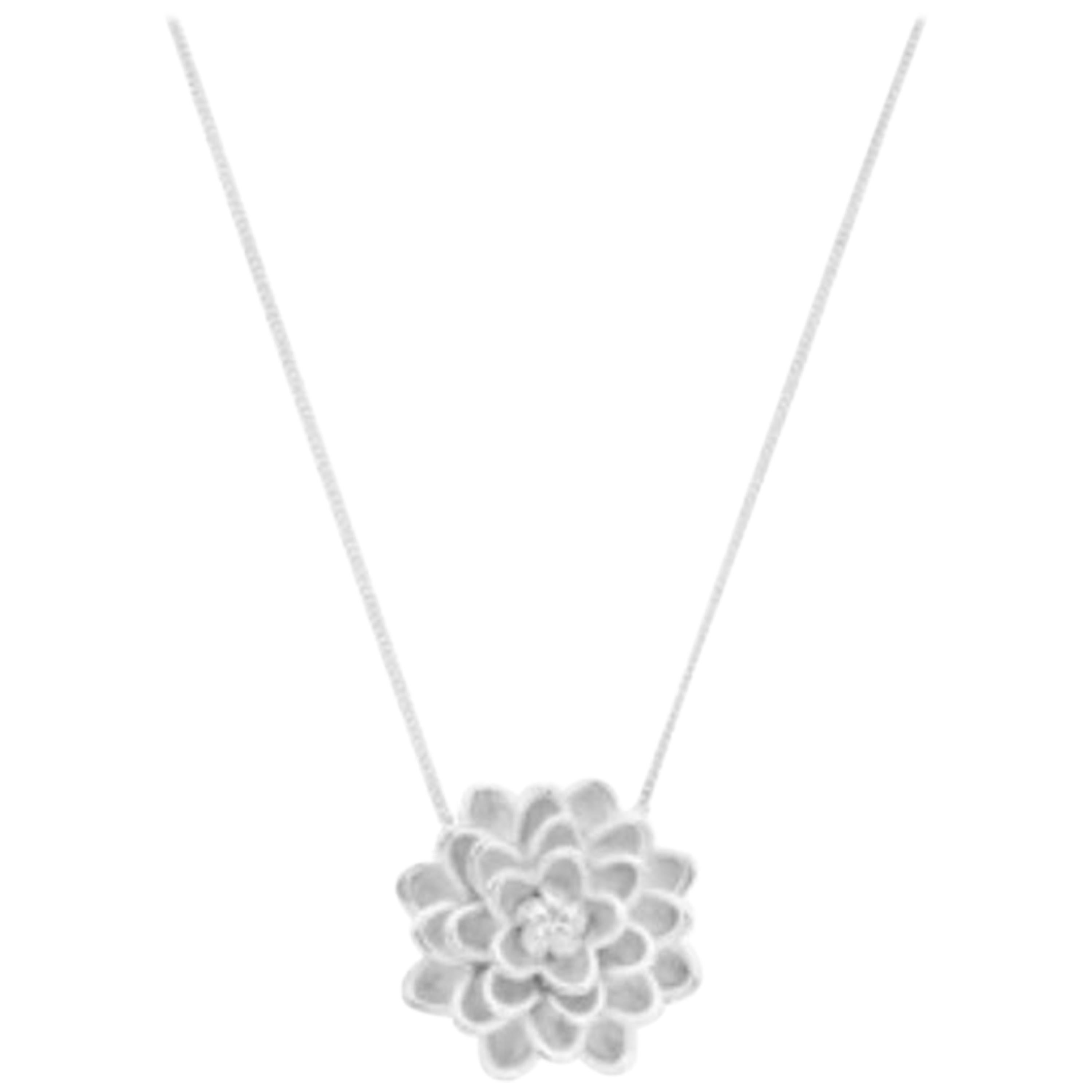 Silver Dalia Large Pendant Necklace For Sale at 1stDibs