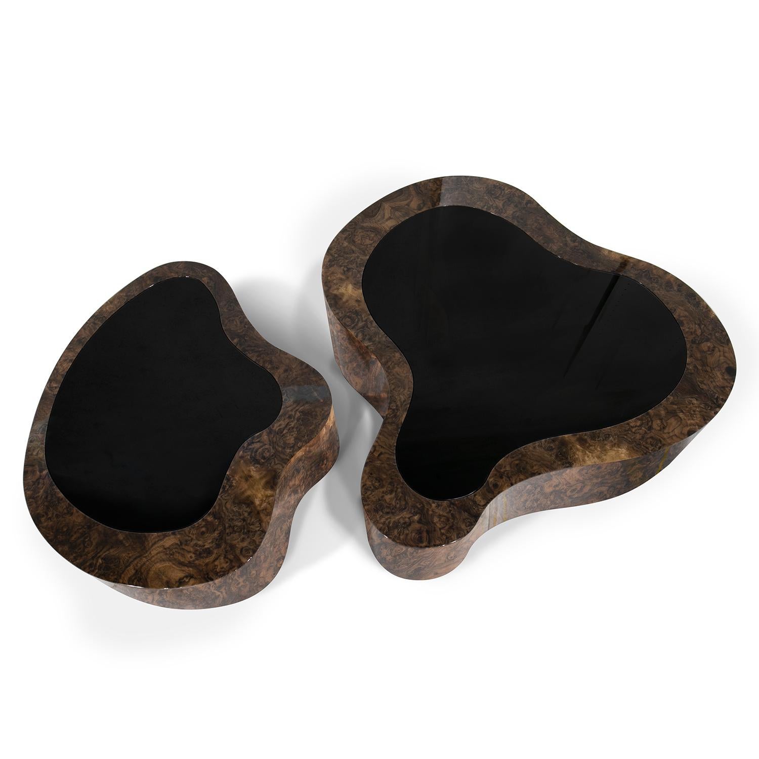 Portugais Dalia Walnut Set of 2 Coffee Table en vente