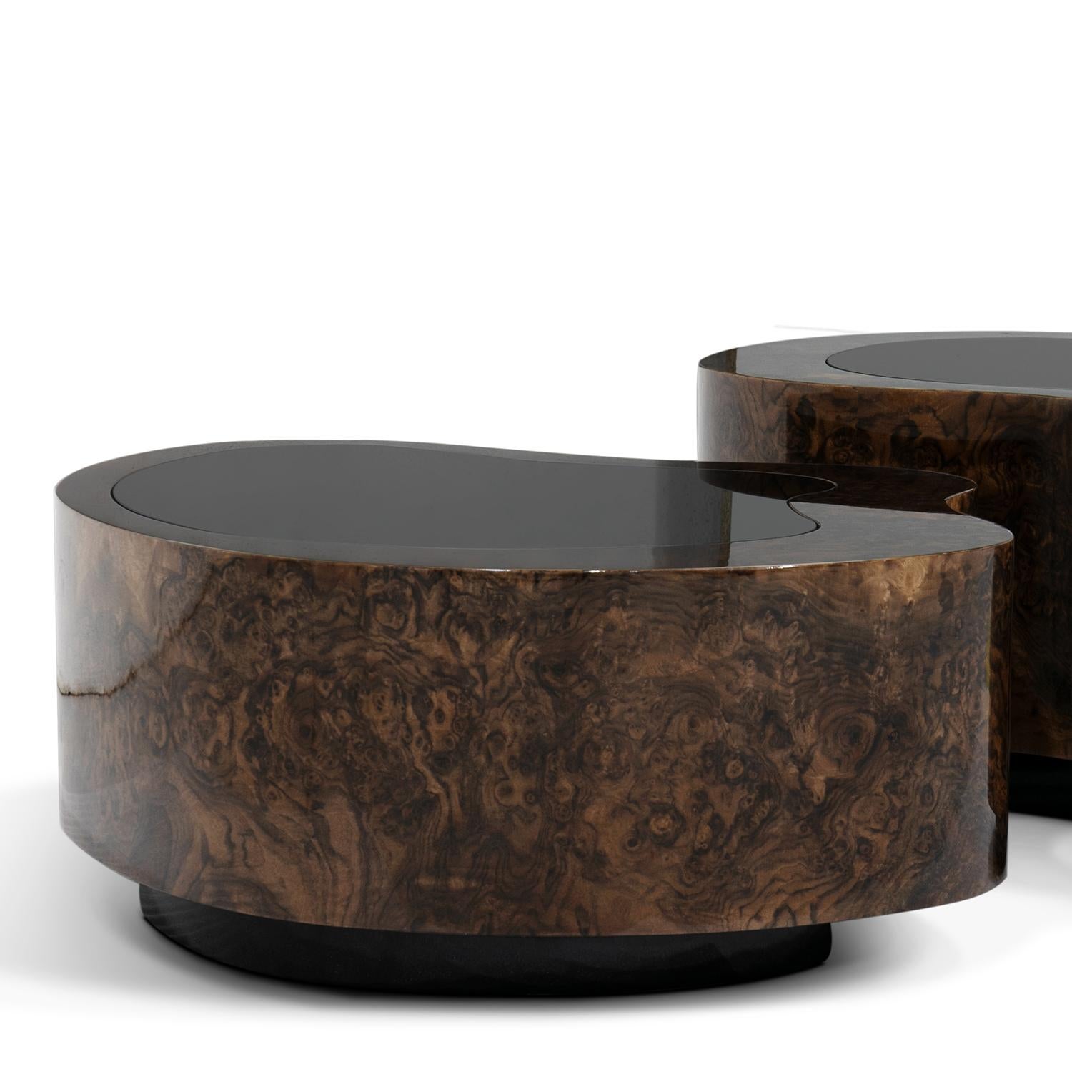 XXIe siècle et contemporain Dalia Walnut Set of 2 Coffee Table en vente
