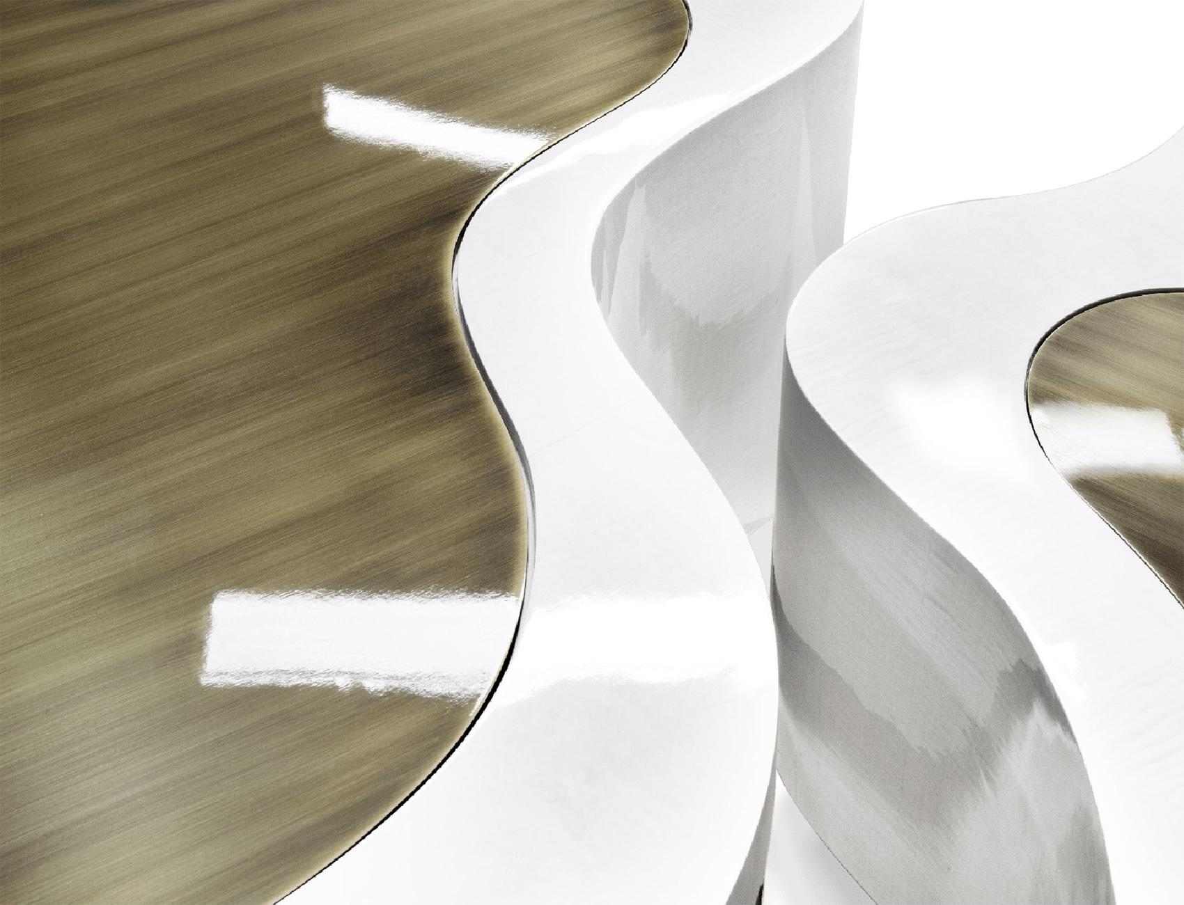 Dalia White Brass Set of 2 Coffee Table 4