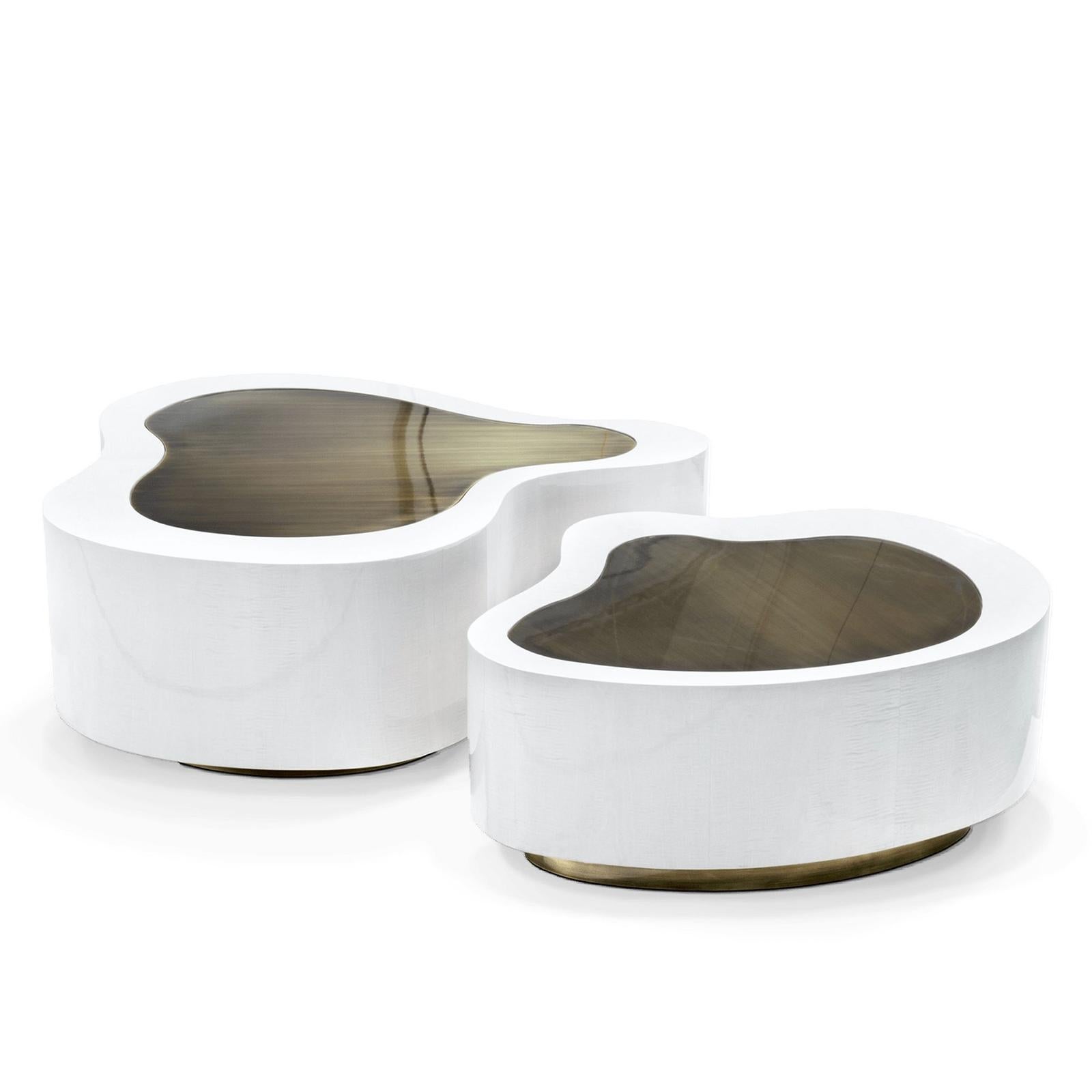 Dalia White Brass Set of 2 Coffee Table 1