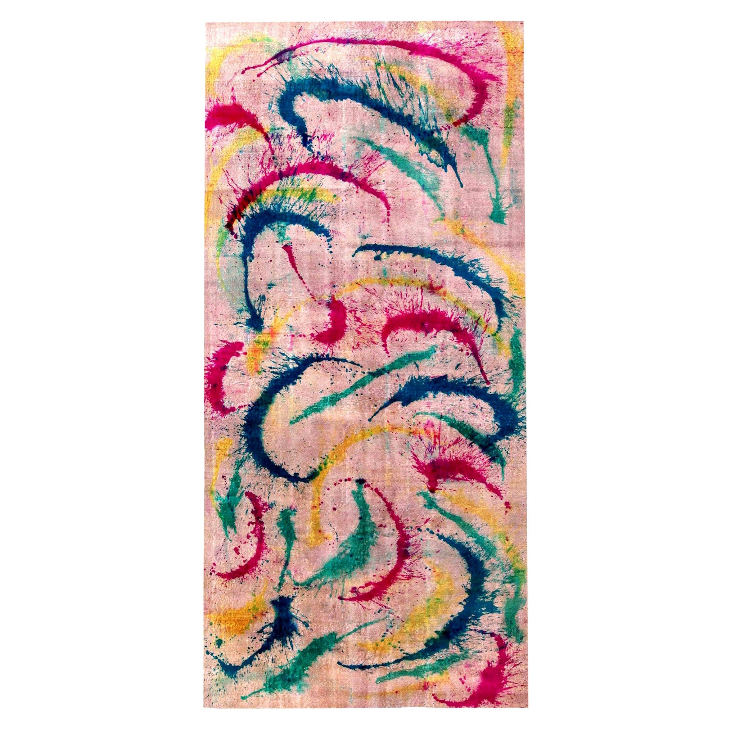 Tapis de laine moderne abstrait Daliesque par Doris Leslie Blau