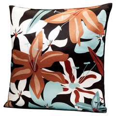 Almohada decorativa Dalila Floral de Seda Azul