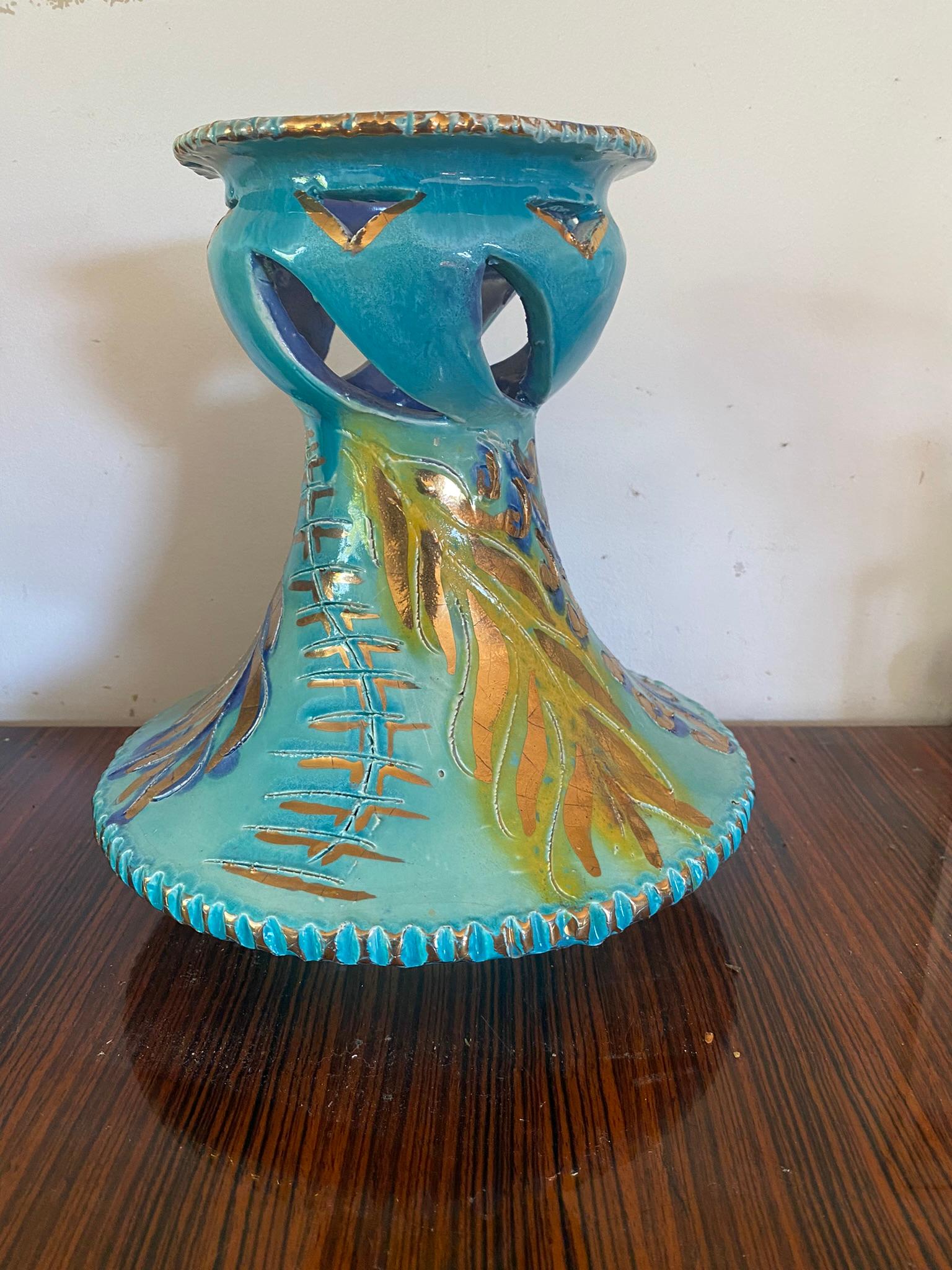 French Dalio, Monaco Style Large Ceramic Vase, circa 1960, Signed For Sale