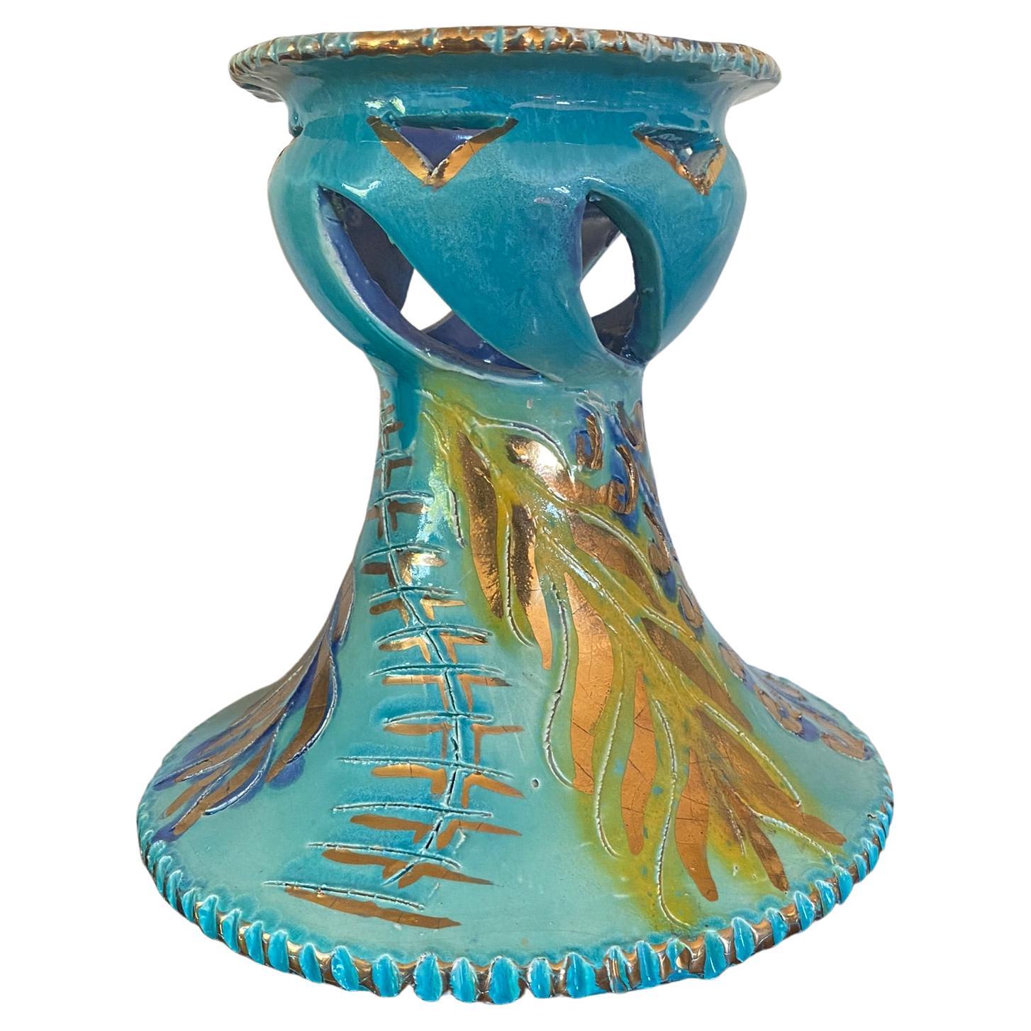 Dalio, Monaco Style Large Ceramic Vase, circa 1960, Signed For Sale