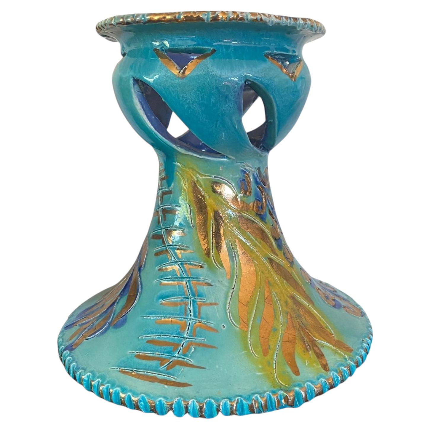 Dalio, Monaco Style Large Ceramic Vase, circa 1960, Signed For Sale