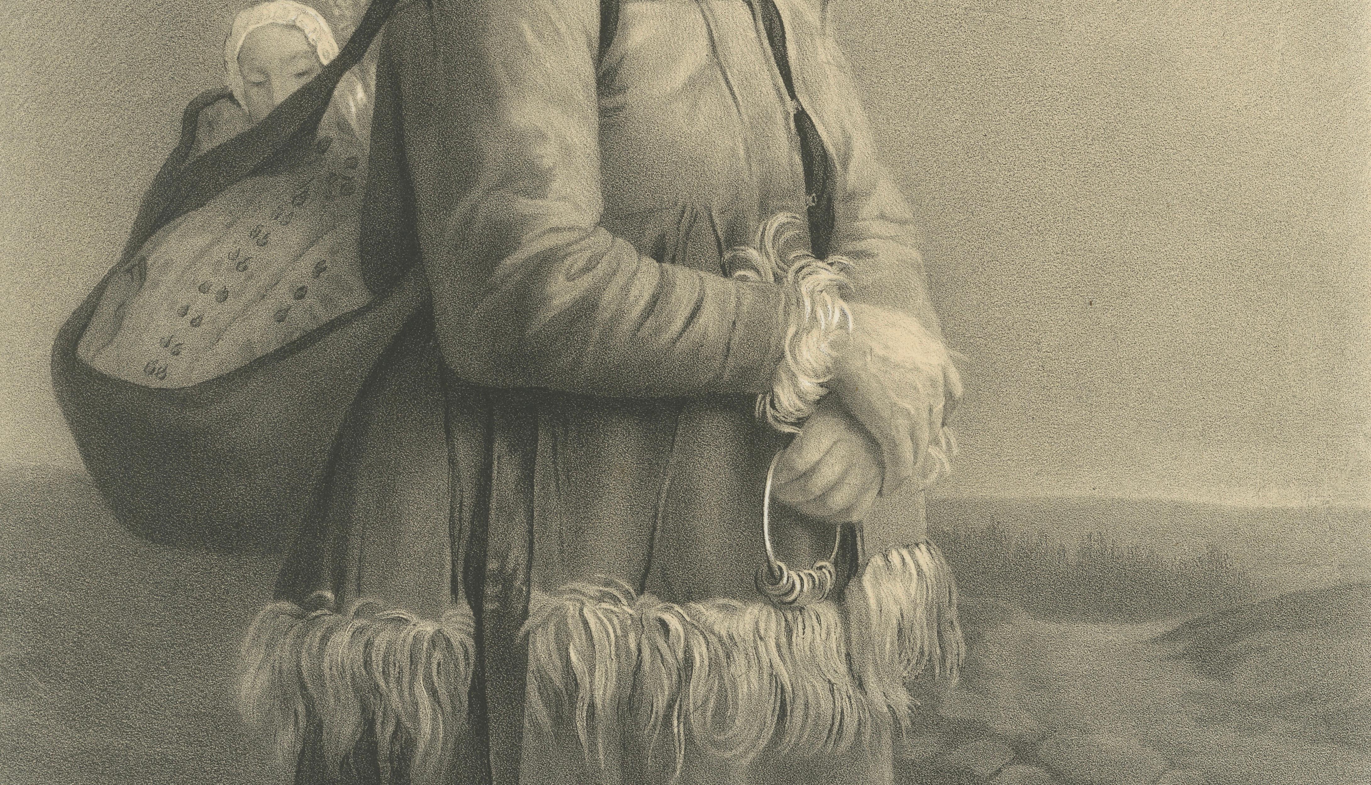 Dalkulla från Mora, Swedish Folk Costume Lithograph by Pehr Wickenberg, 1850