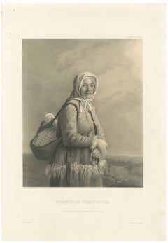 Dalkulla de Mora, costume folklorique suédois. Lithographie de Pehr Wickenberg, 1850