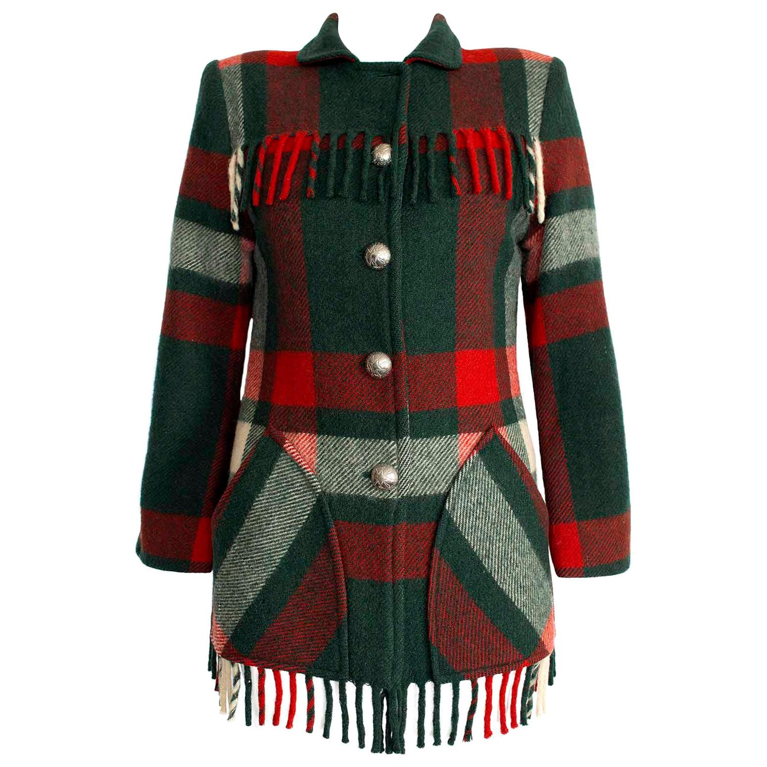 Dall Smith 1950s Vintage Pure Wool Check Tassel Jacket 