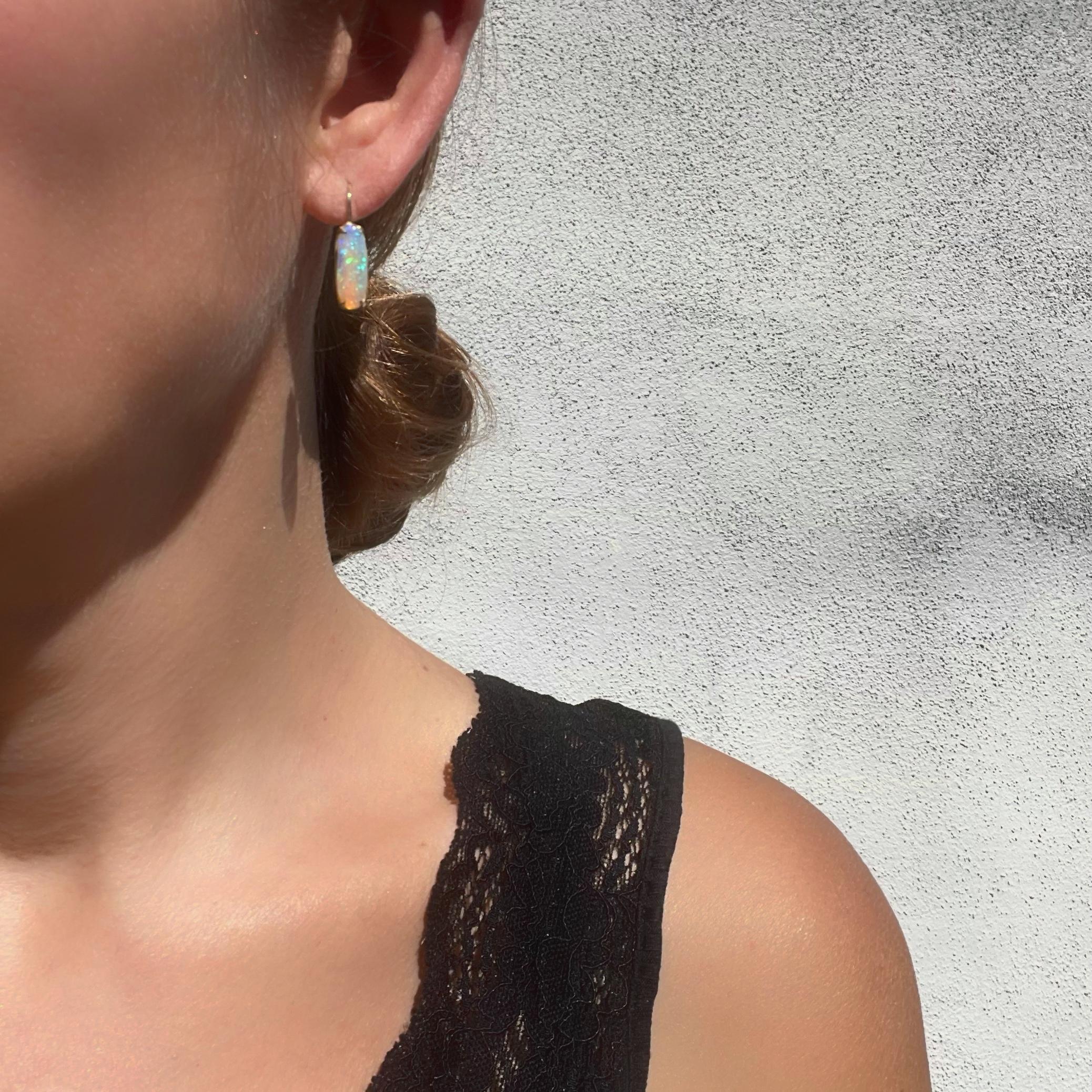 Dalliance Crystal Pipe Opal Drop Earrings in 14k Gold by NIXIN Jewelry 4