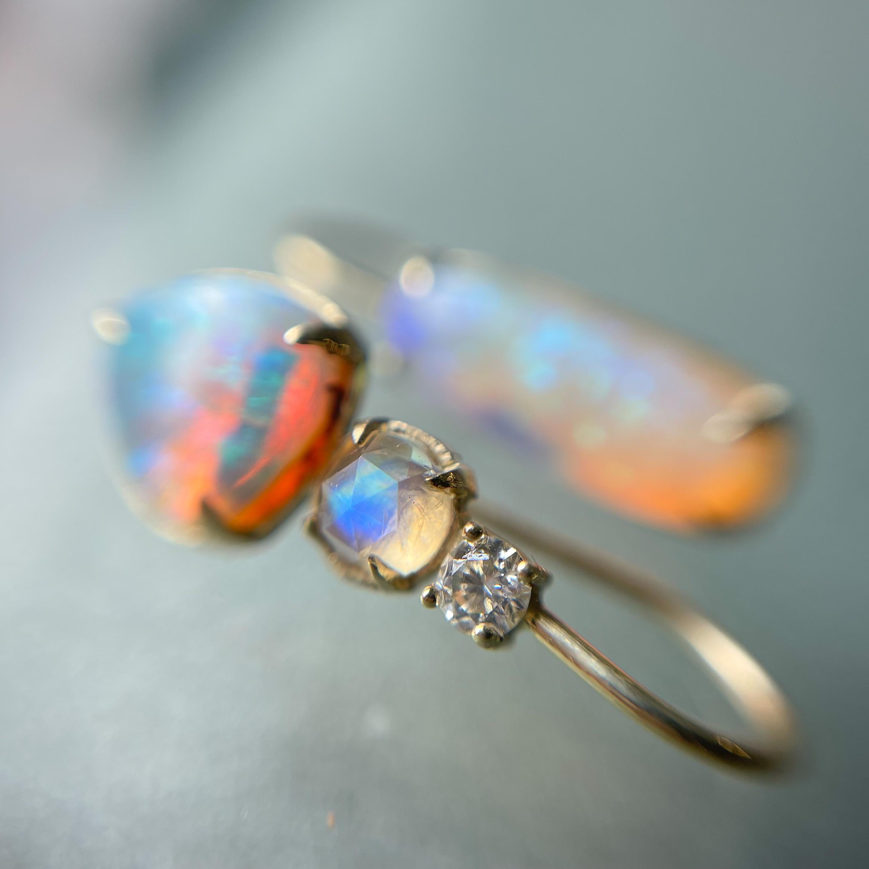Women's Dalliance Crystal Pipe Opal Drop Earrings in 14k Gold by NIXIN Jewelry