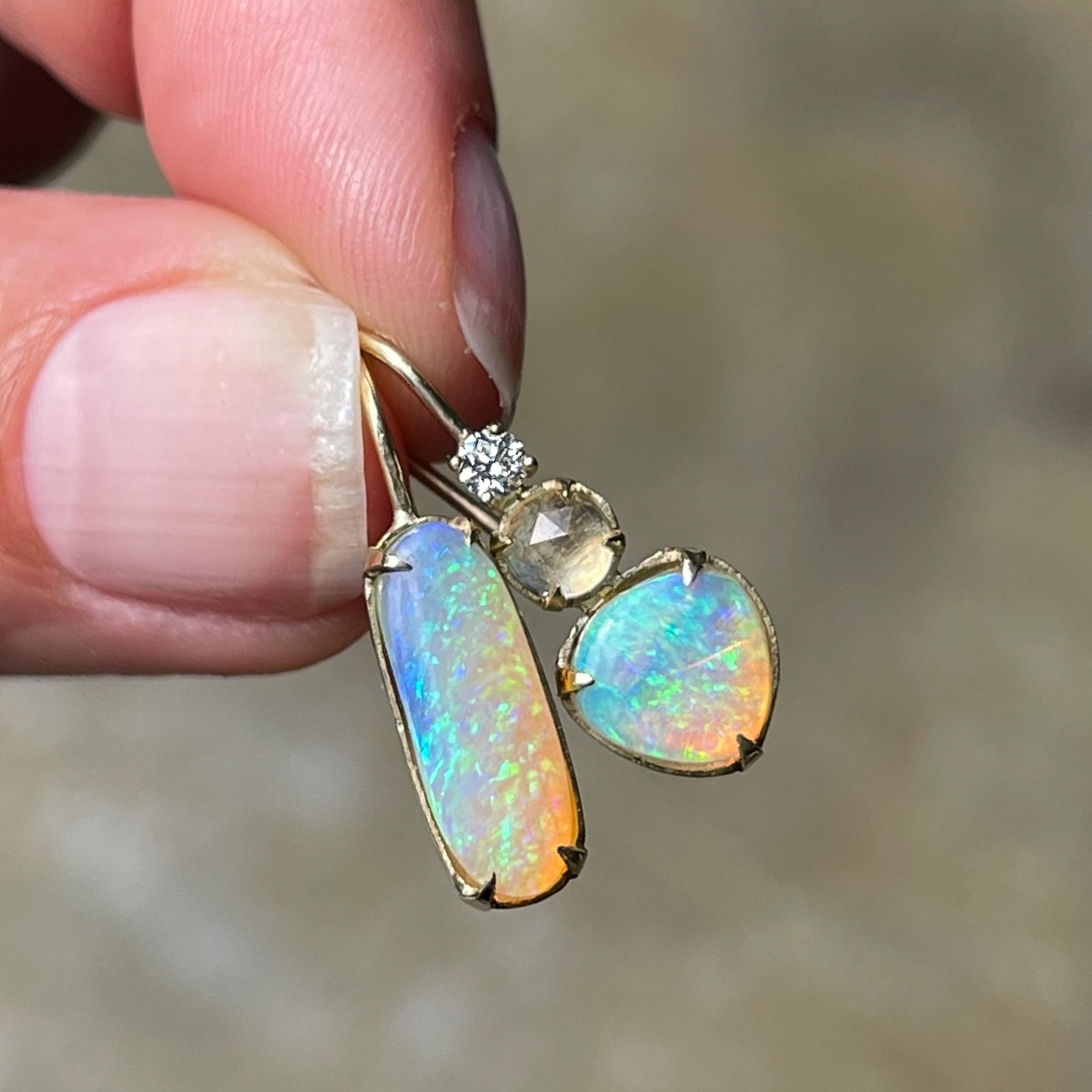 Dalliance Crystal Pipe Opal Drop Earrings in 14k Gold by NIXIN Jewelry 2