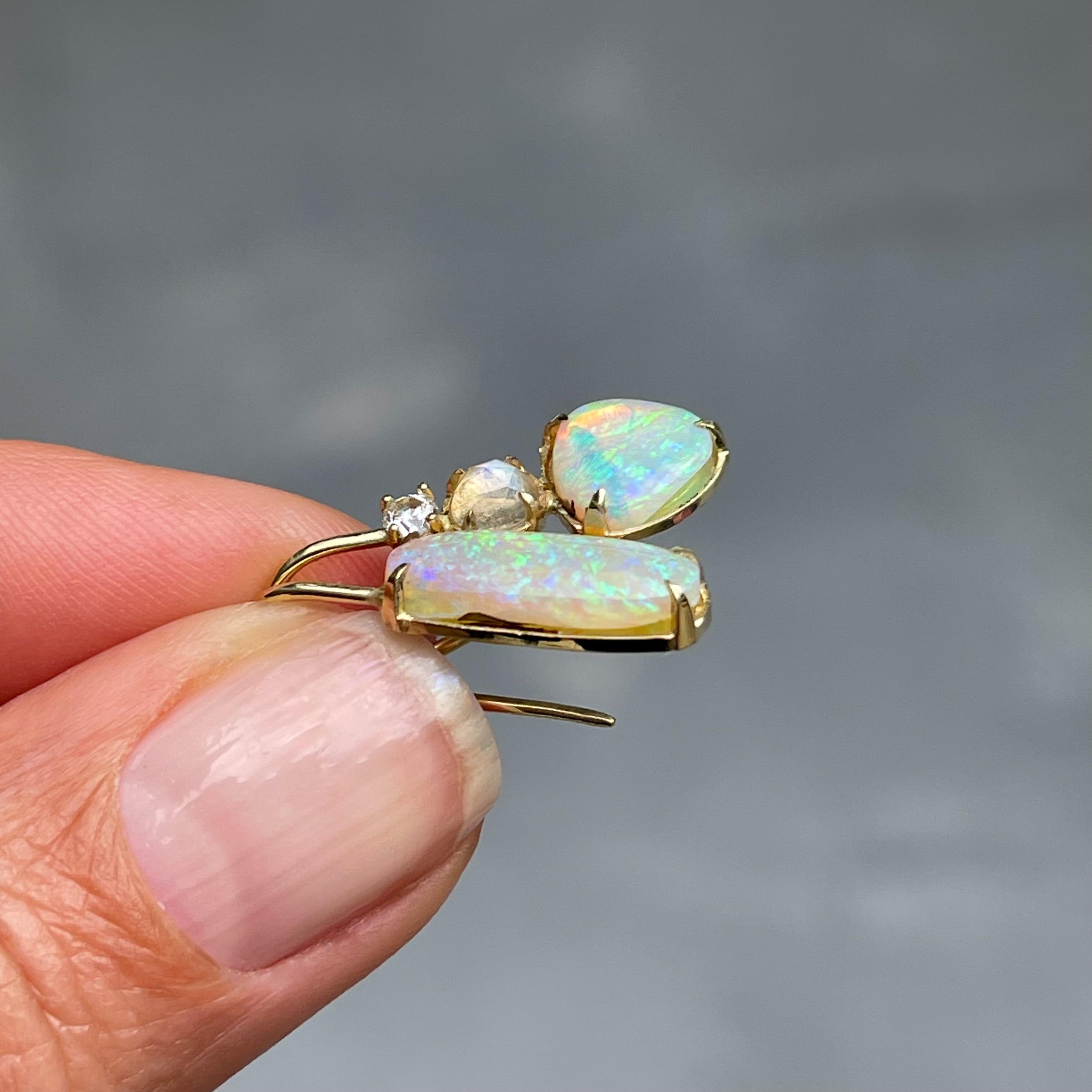 Dalliance Crystal Pipe Opal Drop Earrings in 14k Gold by NIXIN Jewelry 3