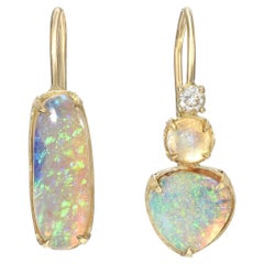 Dalliance Crystal Pipe Opal Drop Earrings in 14k Gold by NIXIN Jewelry
