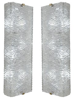 Dallux Mid-Century Wall Lights, Thick Glass & Brass, France, 1950s