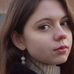 Dalmatian Jasper and Rose Quartz Red Gold Earrings