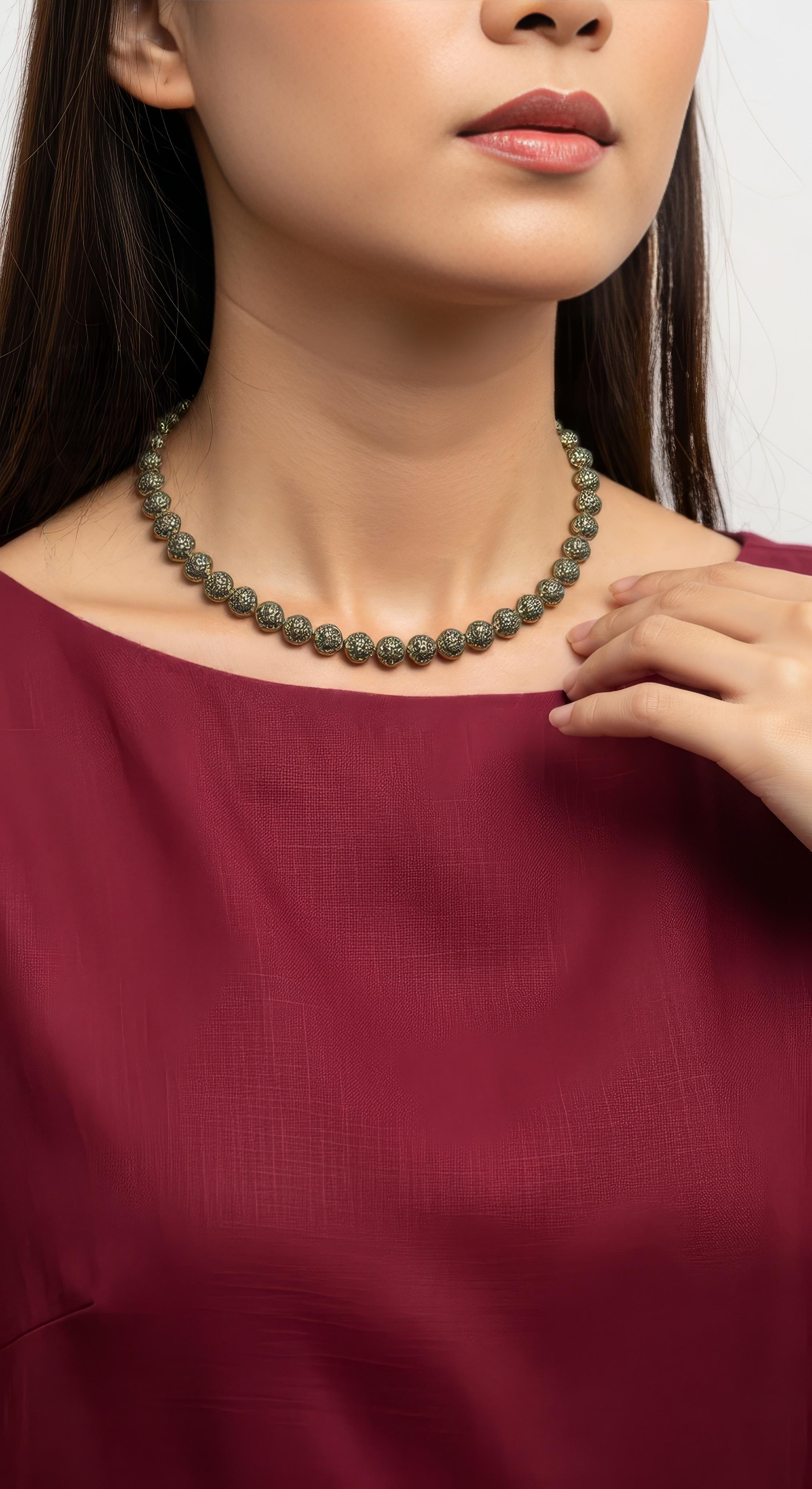Dalmatian Jasper Beaded Necklace For Sale 1