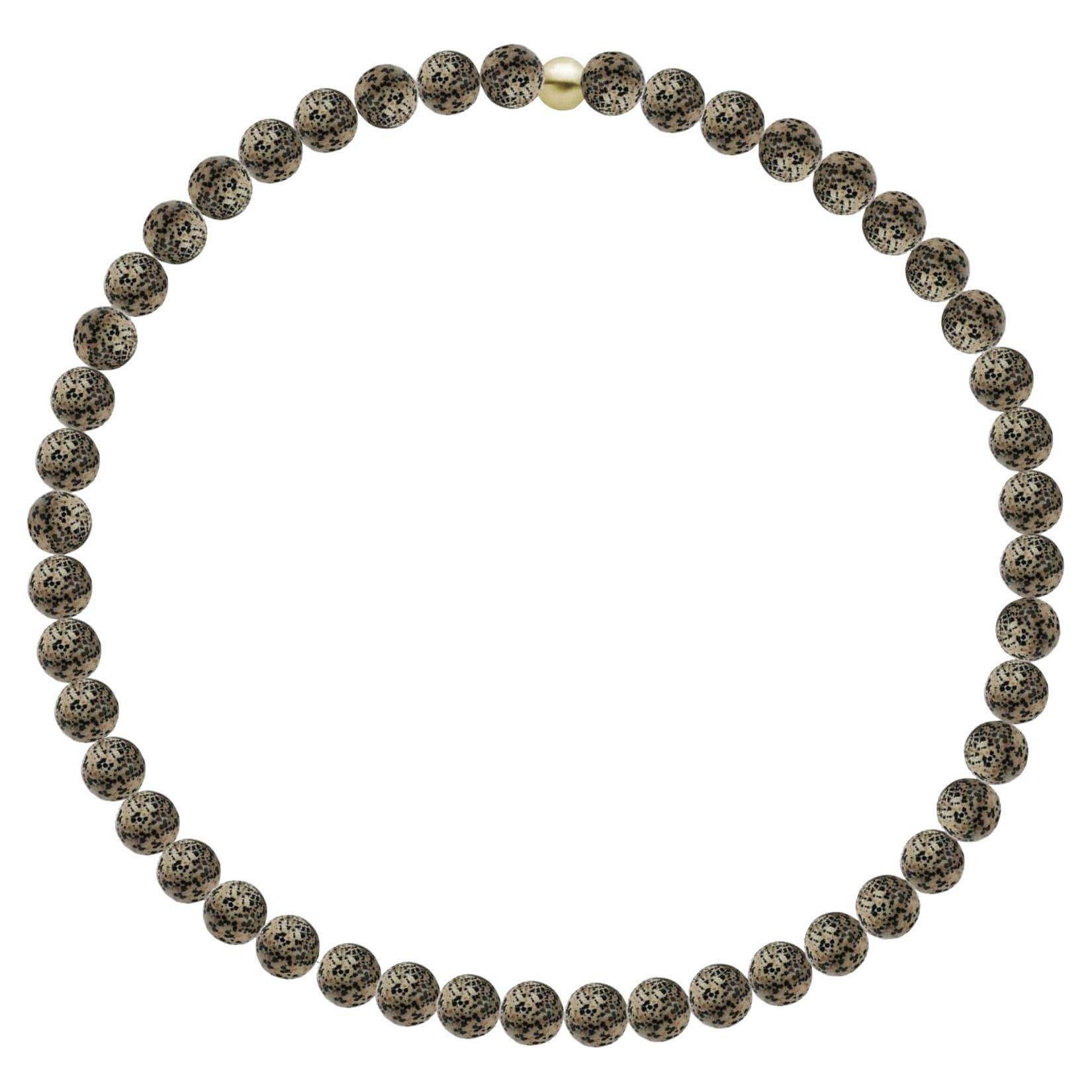 Dalmatian Jasper Beaded Necklace For Sale