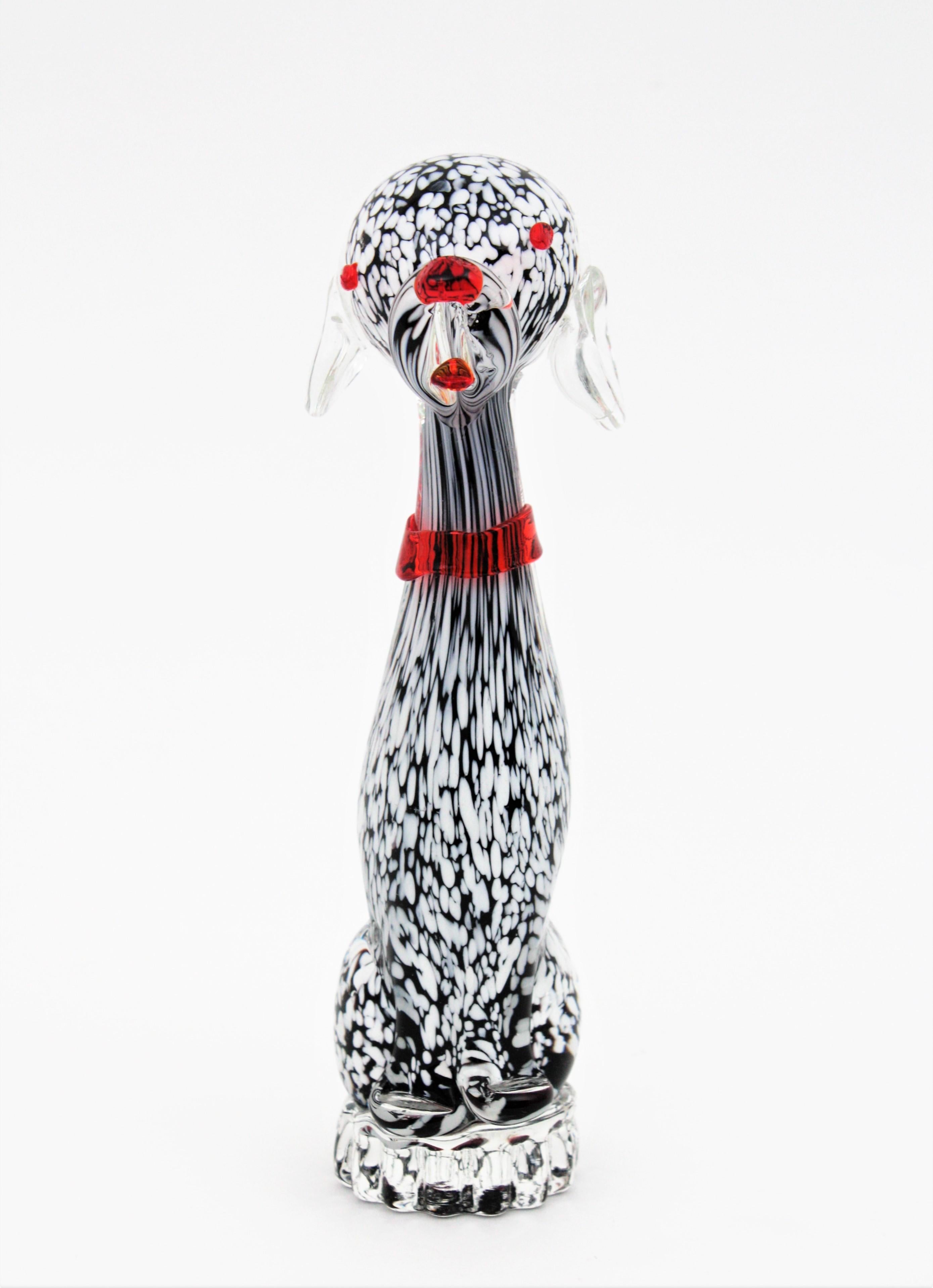 Dalmatien Murano Glass Black White Spotted Puppy Dog Figure Paperweight (Presse-papier) Bon état - En vente à Barcelona, ES