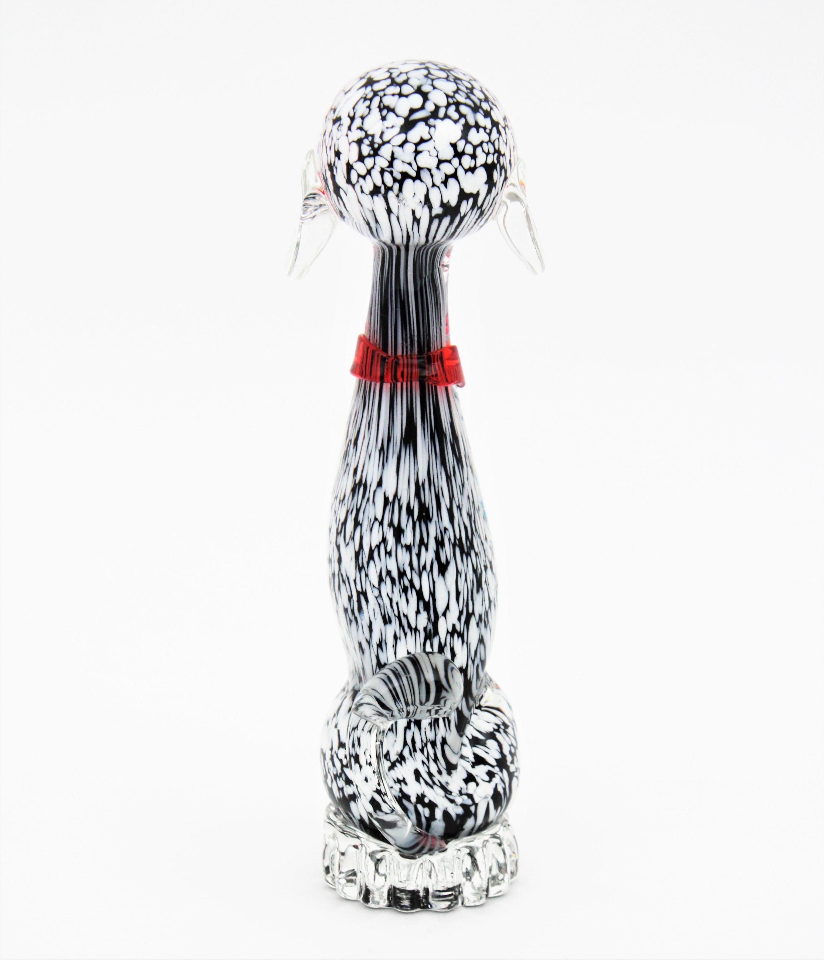 Dalmatien Murano Glass Black White Spotted Puppy Dog Figure Paperweight (Presse-papier) en vente 2