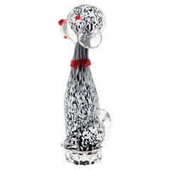 Dalmatian Murano Glass Black White Spotted Puppy Dog Figure Paperweight