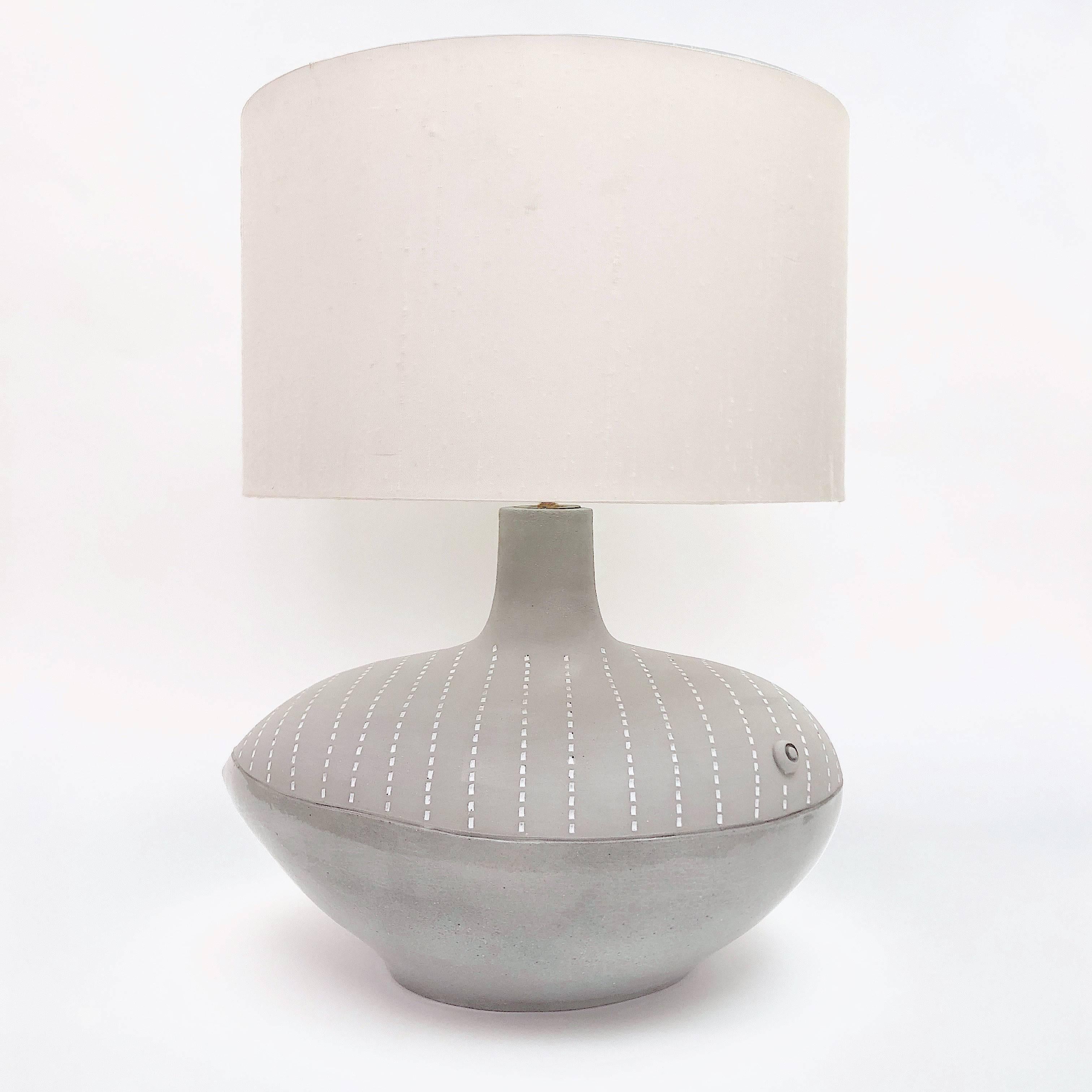 Organic Modern Dalo, Ceramic Lamp Base Glazed in Grey For Sale