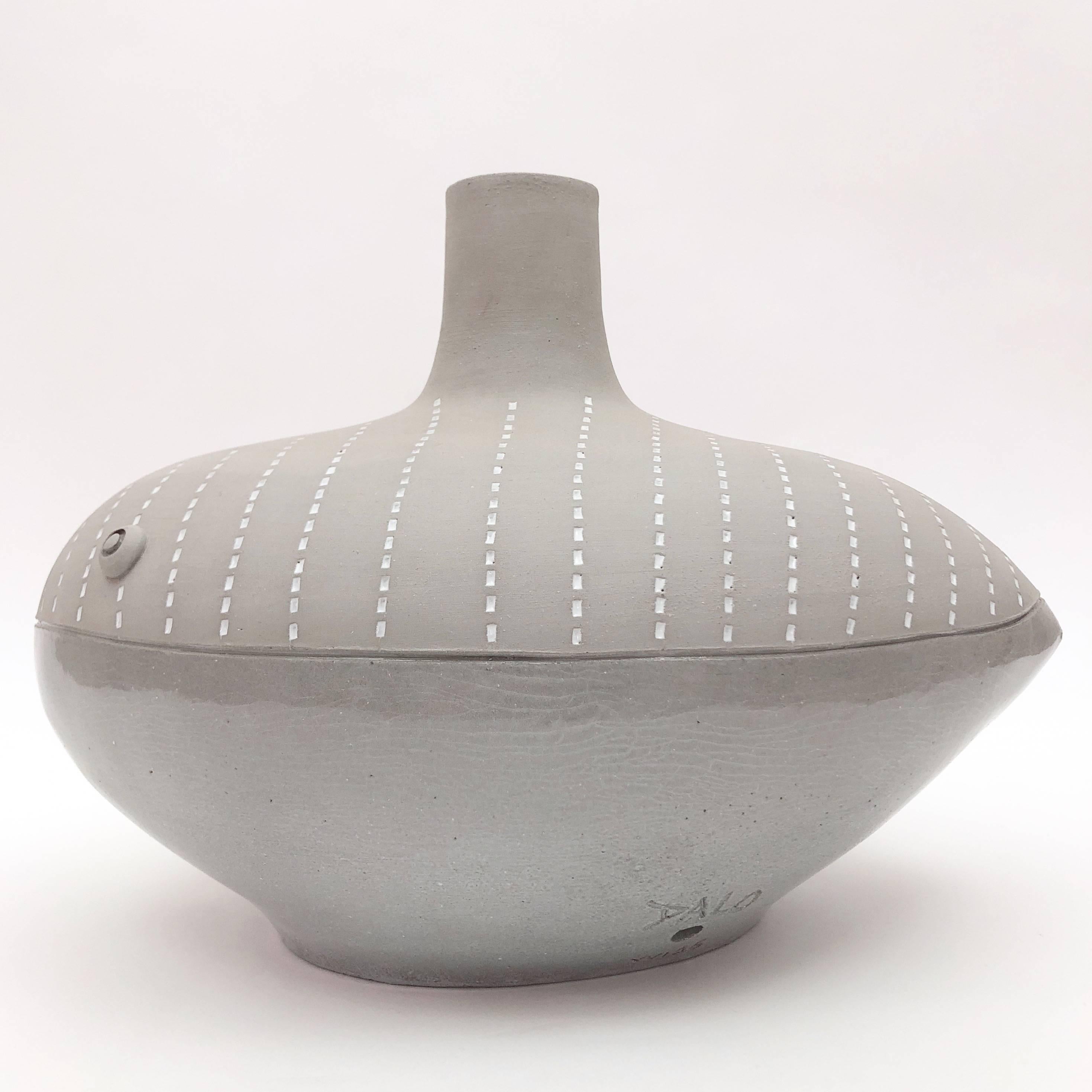 French Dalo, Ceramic Lamp Base Glazed in Grey For Sale