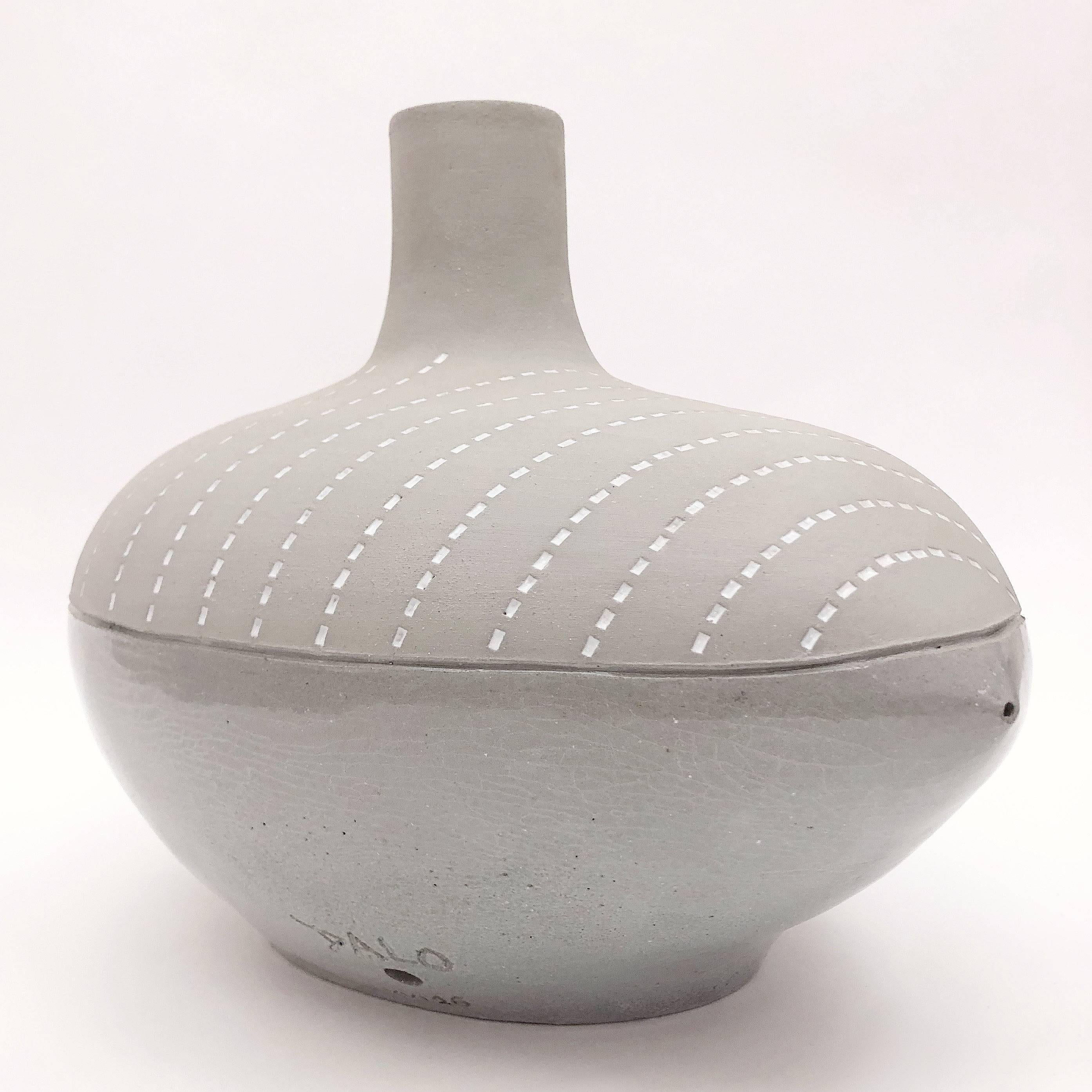 Enameled Dalo, Ceramic Lamp Base Glazed in Grey For Sale