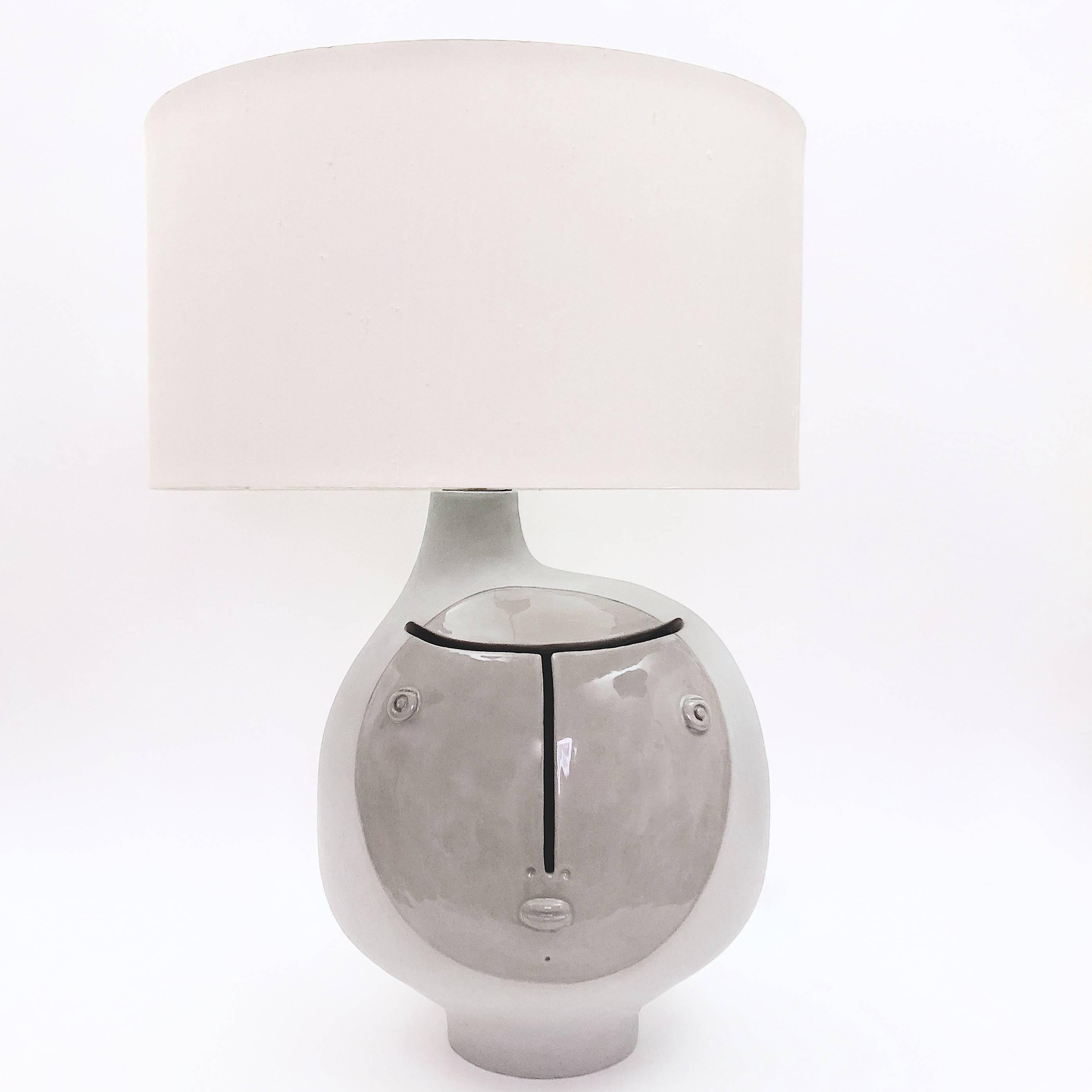 Contemporary Dalo Ceramic Lamp Base Glazed in Grey