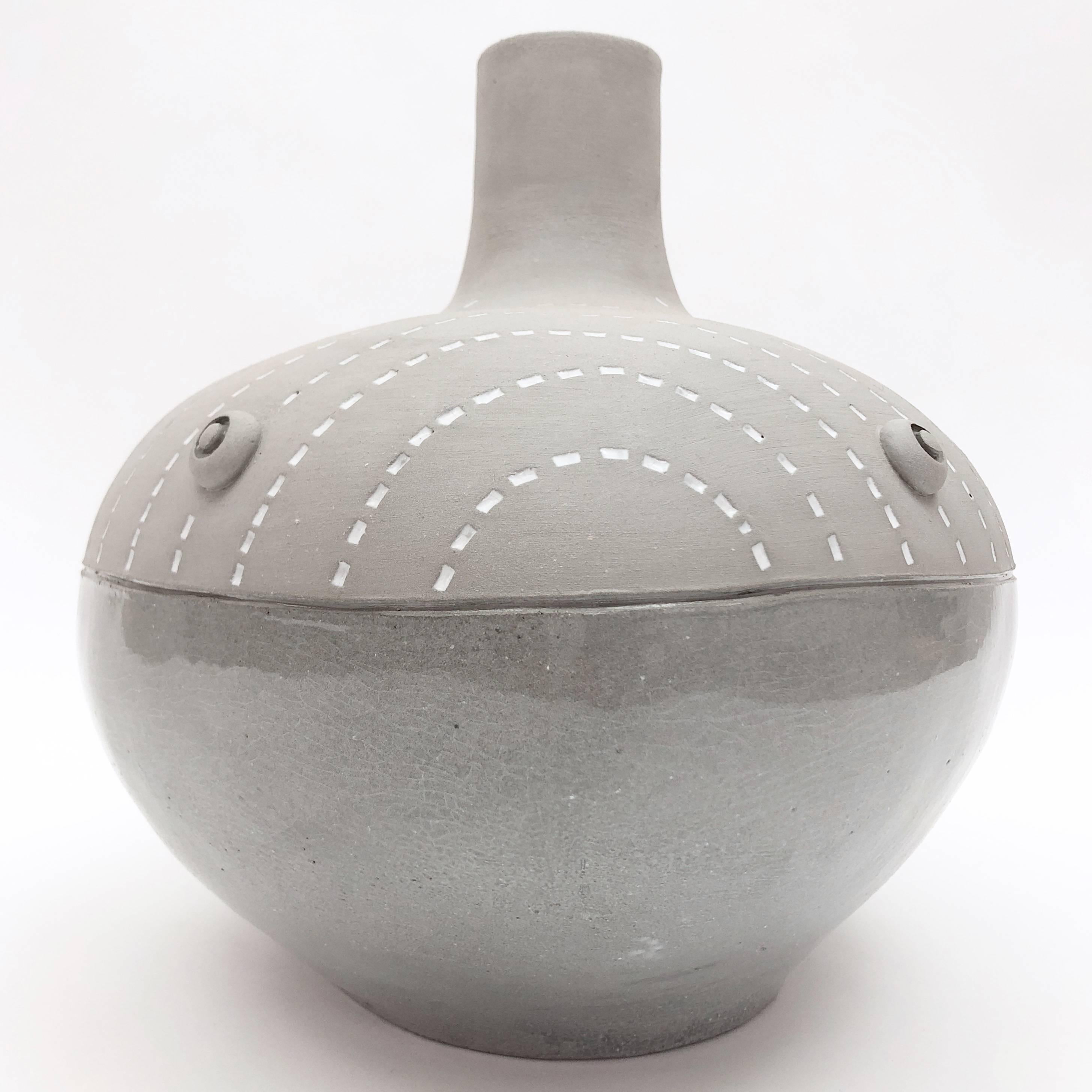 Contemporary Dalo, Ceramic Lamp Base Glazed in Grey For Sale