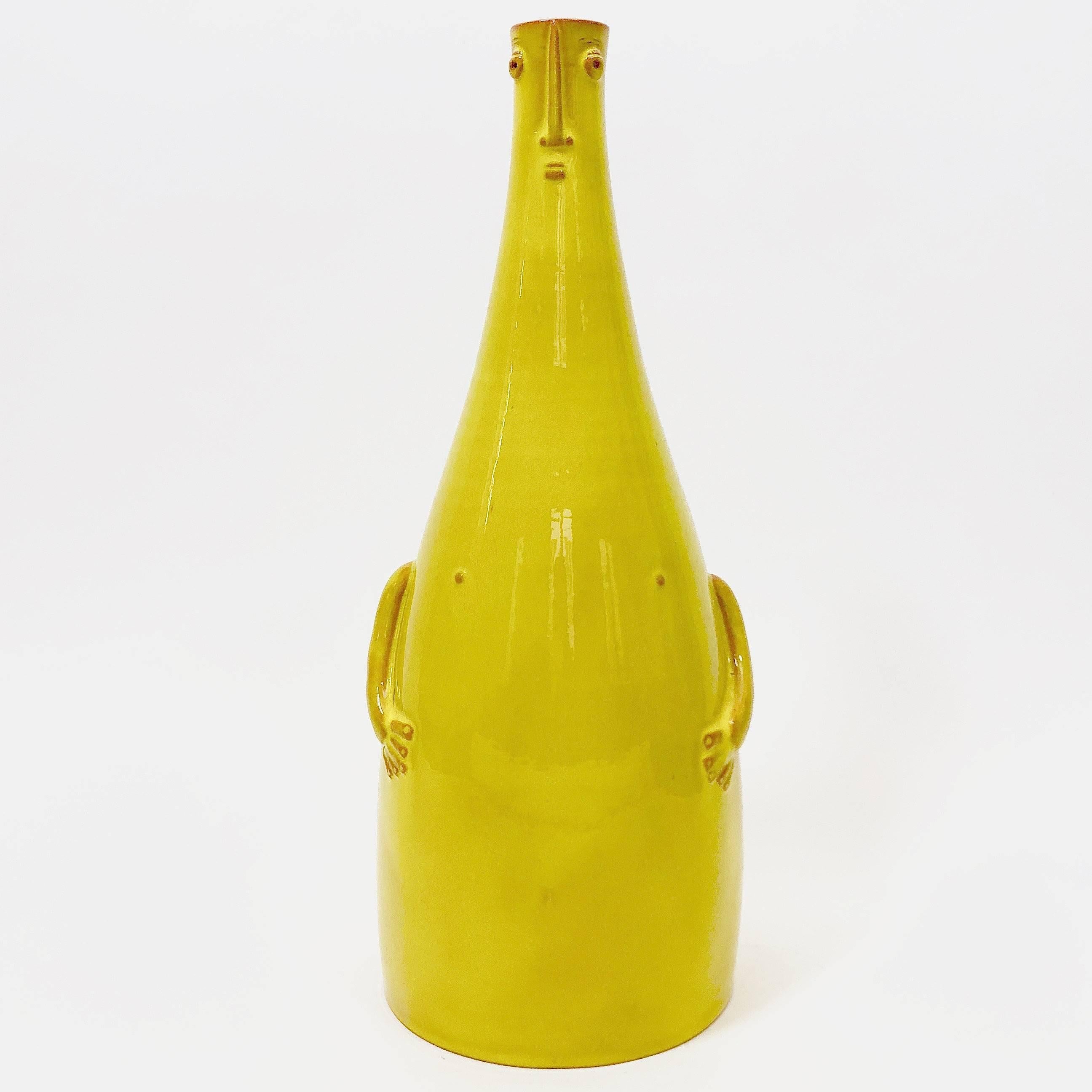 Dalo, Ceramic Lamp Base Glazed in Yellow In Excellent Condition In NICE, FR