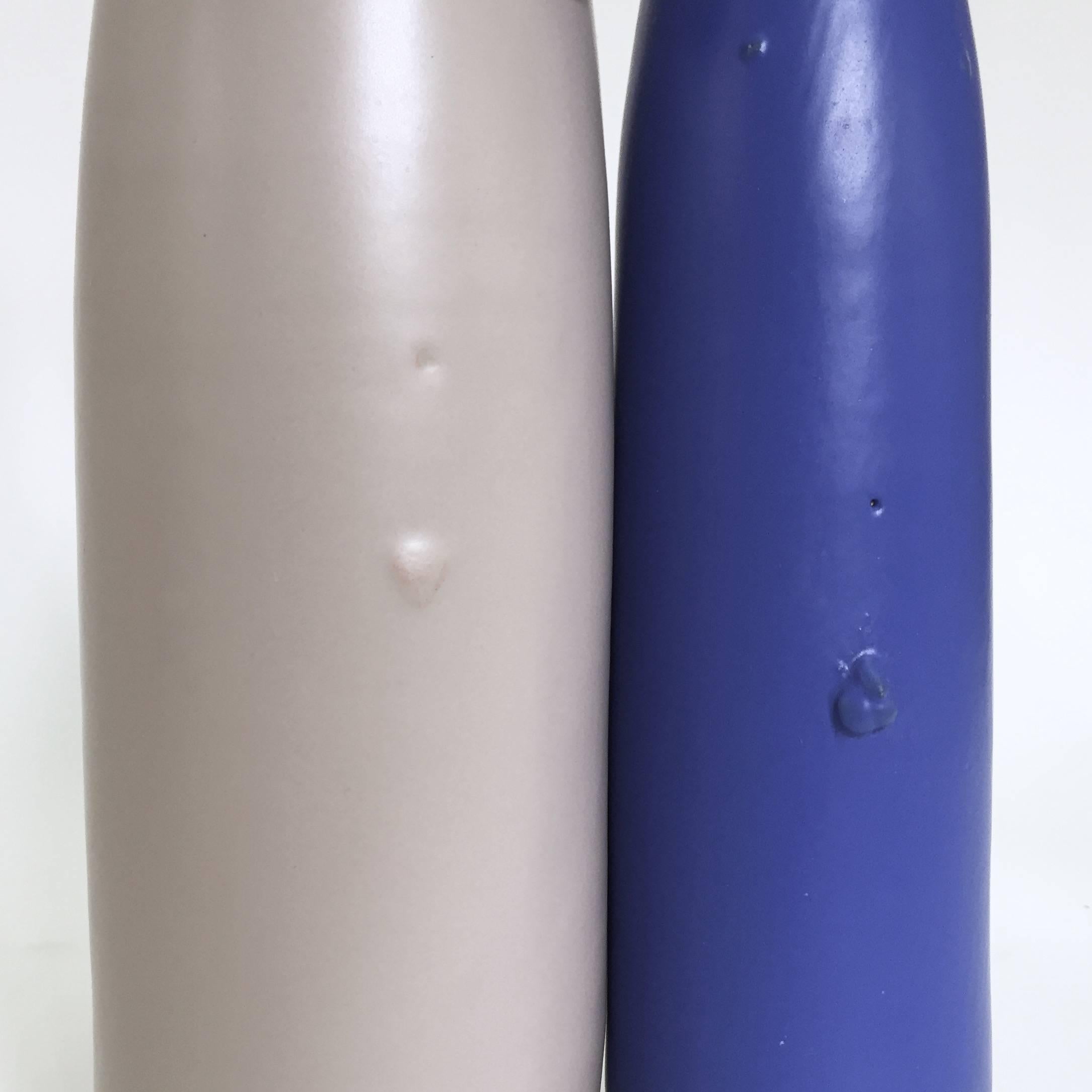 Enameled Dalo, Pair of Ceramic Bottles Vases For Sale