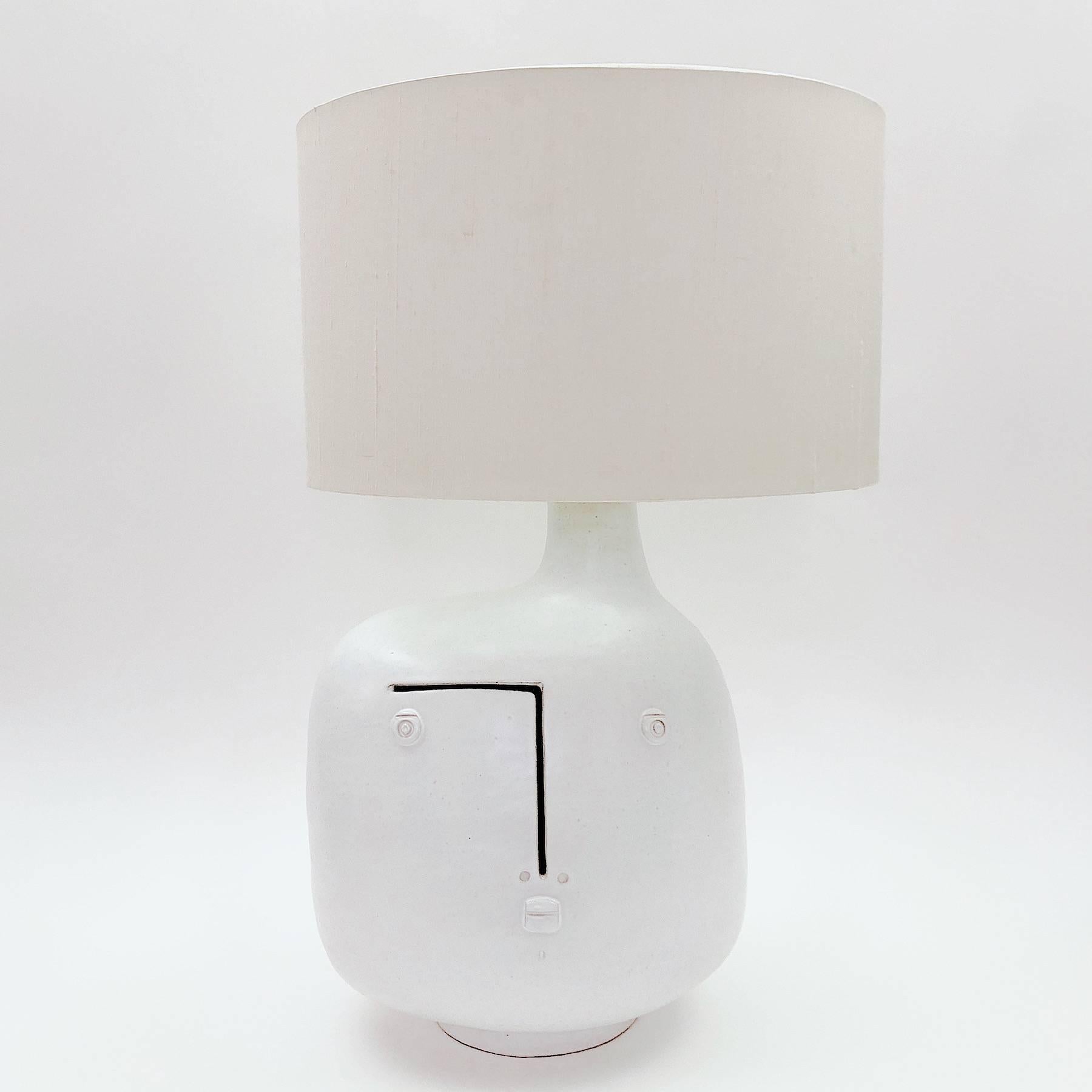 Enameled Dalo, White Ceramic Lamp Base