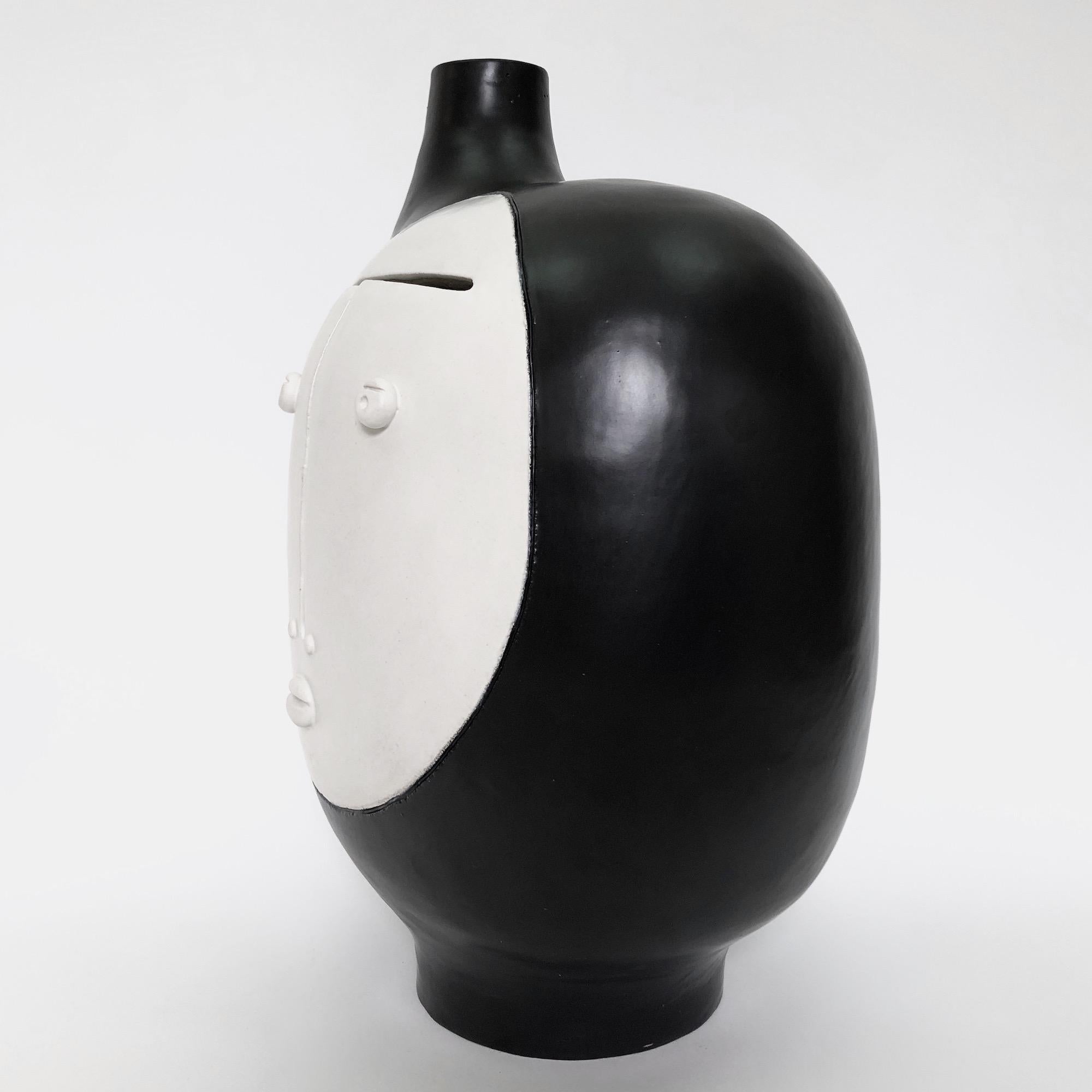 French Dalo, Black and White Ceramic Table Lamp