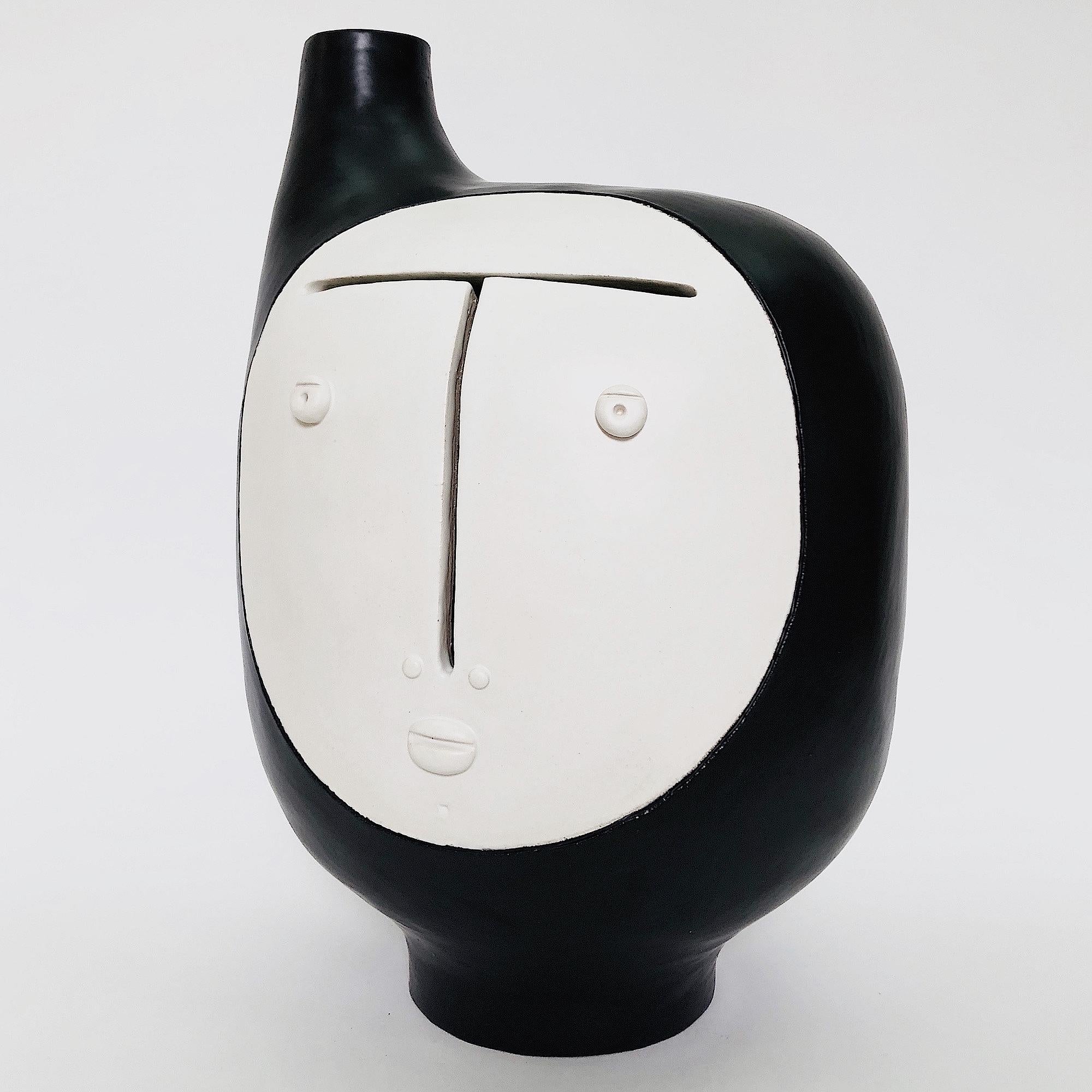 Dalo, Black and White Ceramic Table Lamp In Excellent Condition In NICE, FR