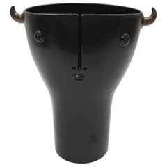 Dalo, Black Ceramic Bull Vase
