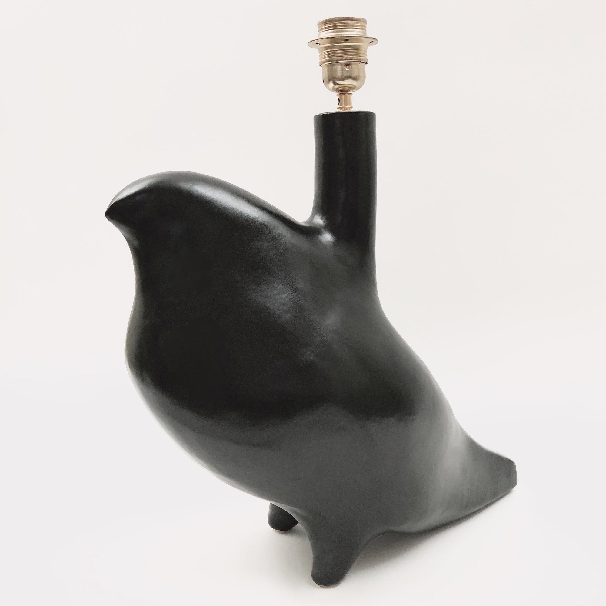 Organic Modern Dalo, Black Ceramic Table Lamp Base For Sale