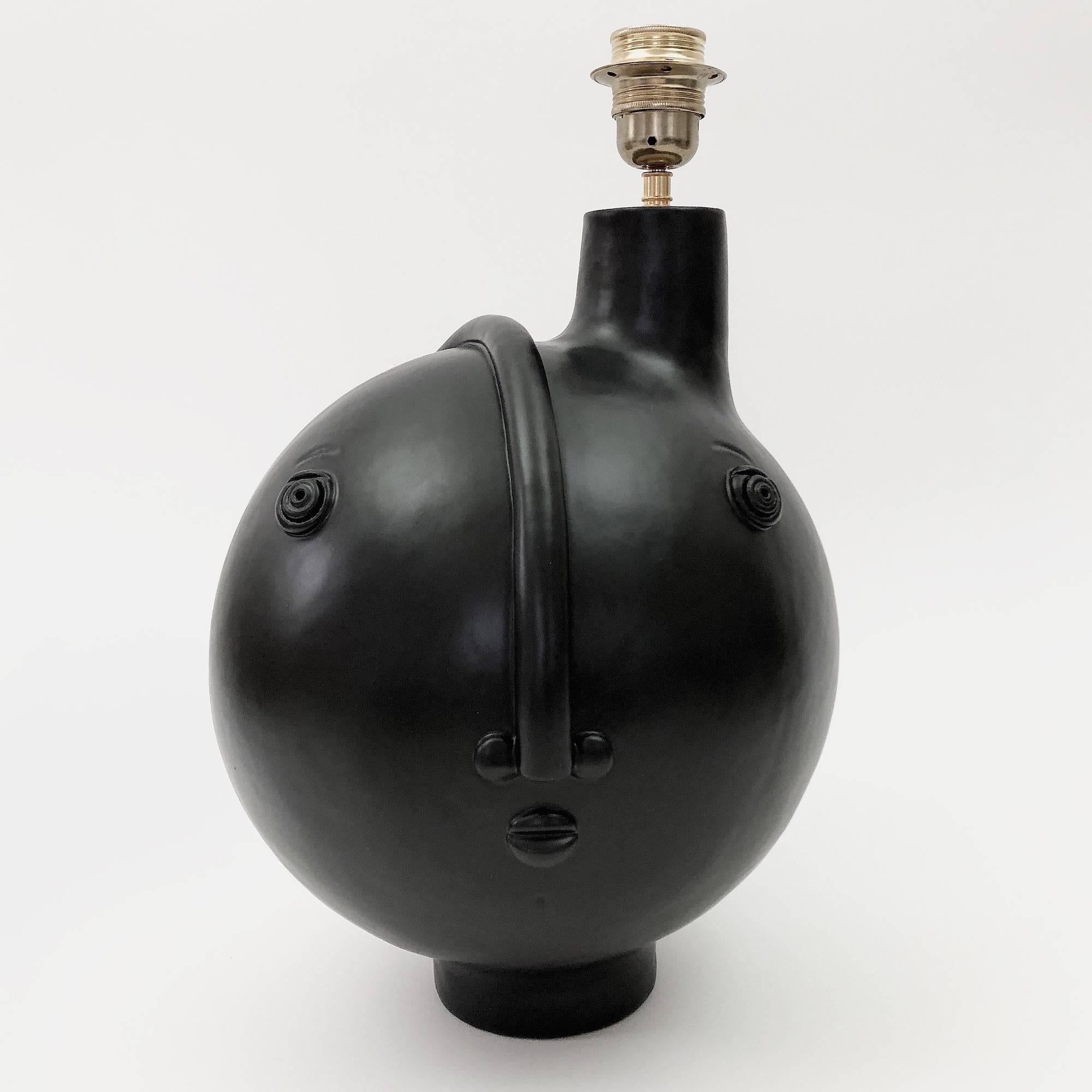 French Dalo, Black Ceramic Table Lamp Base