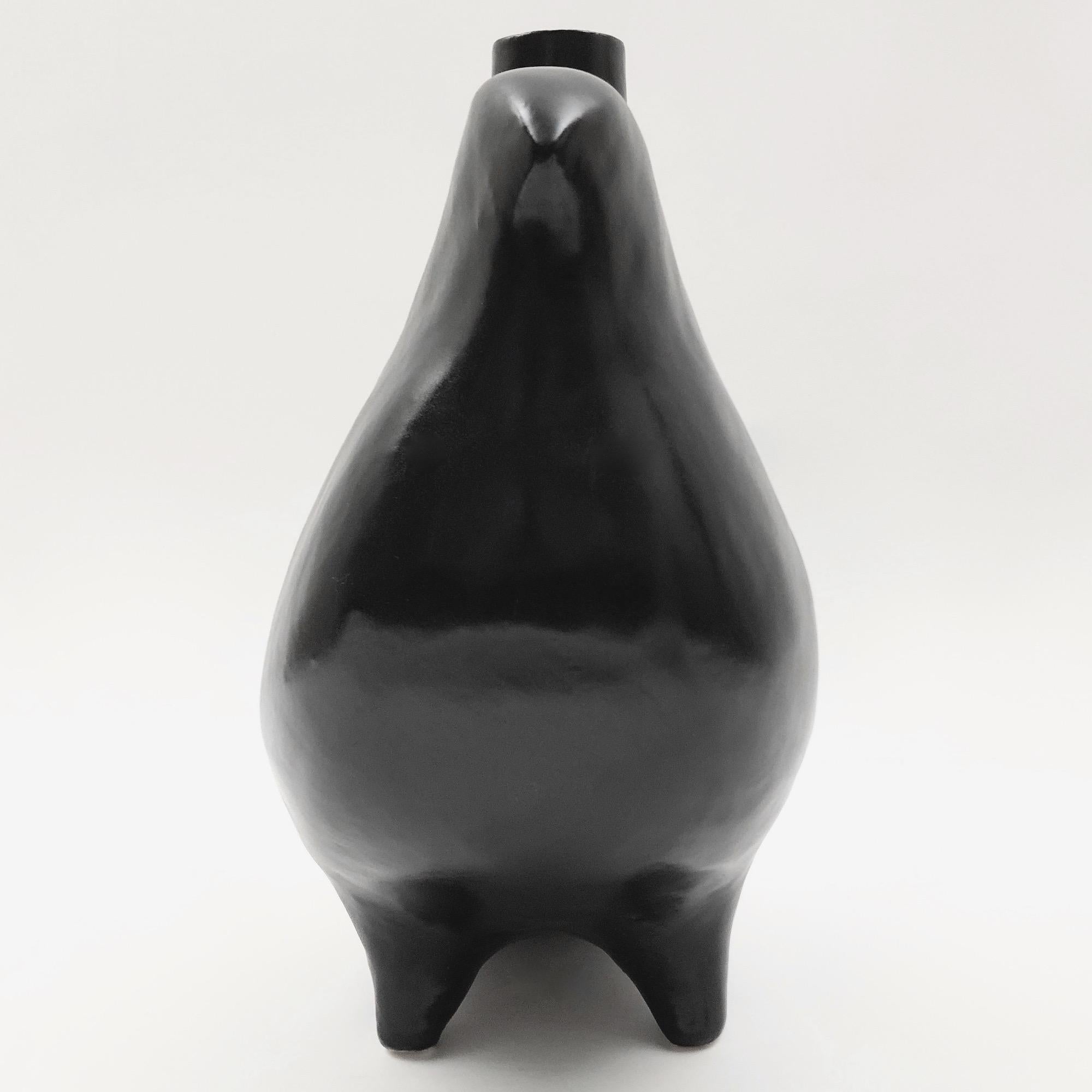 French Dalo, Black Ceramic Table Lamp Base For Sale