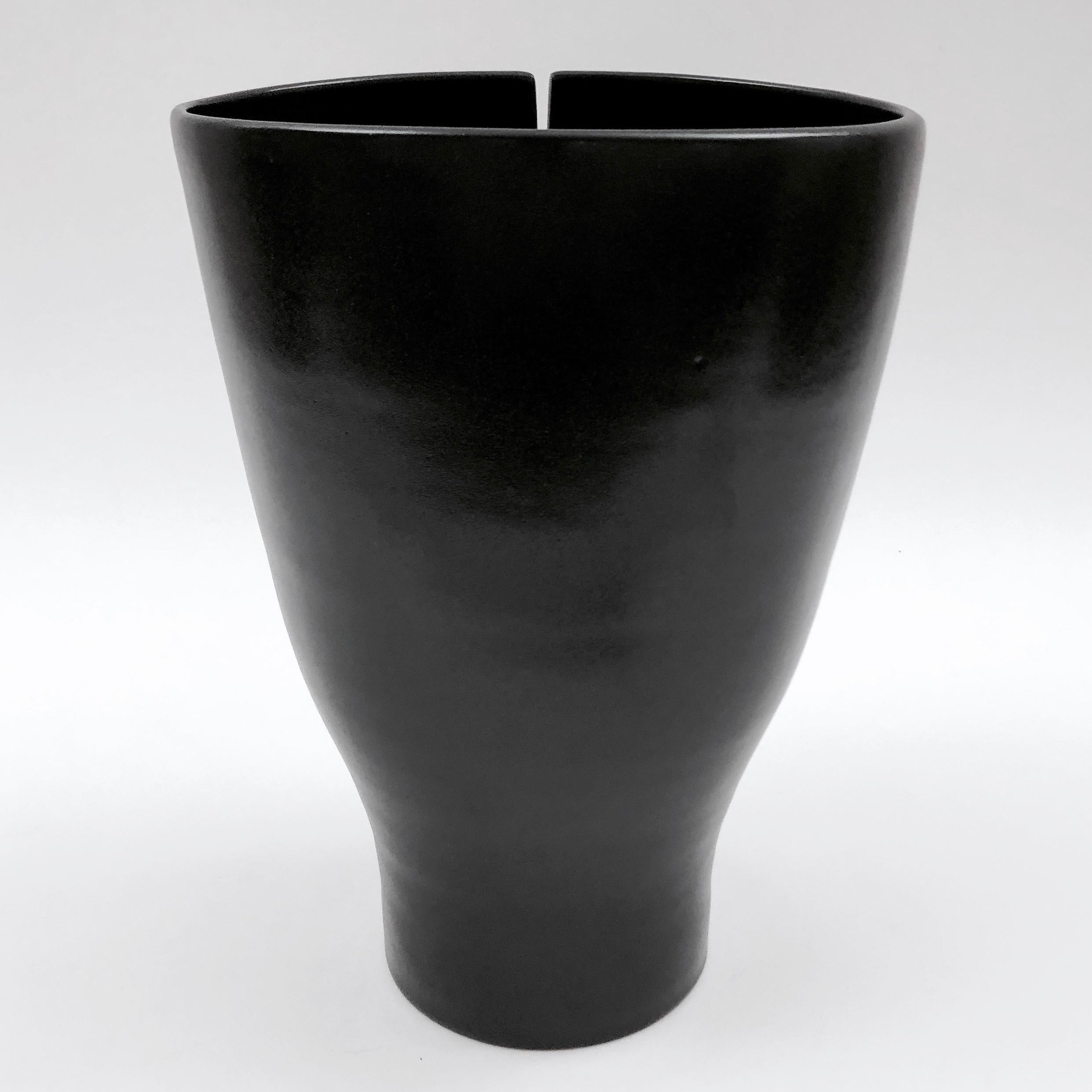 French Dalo, Black Ceramic Vase