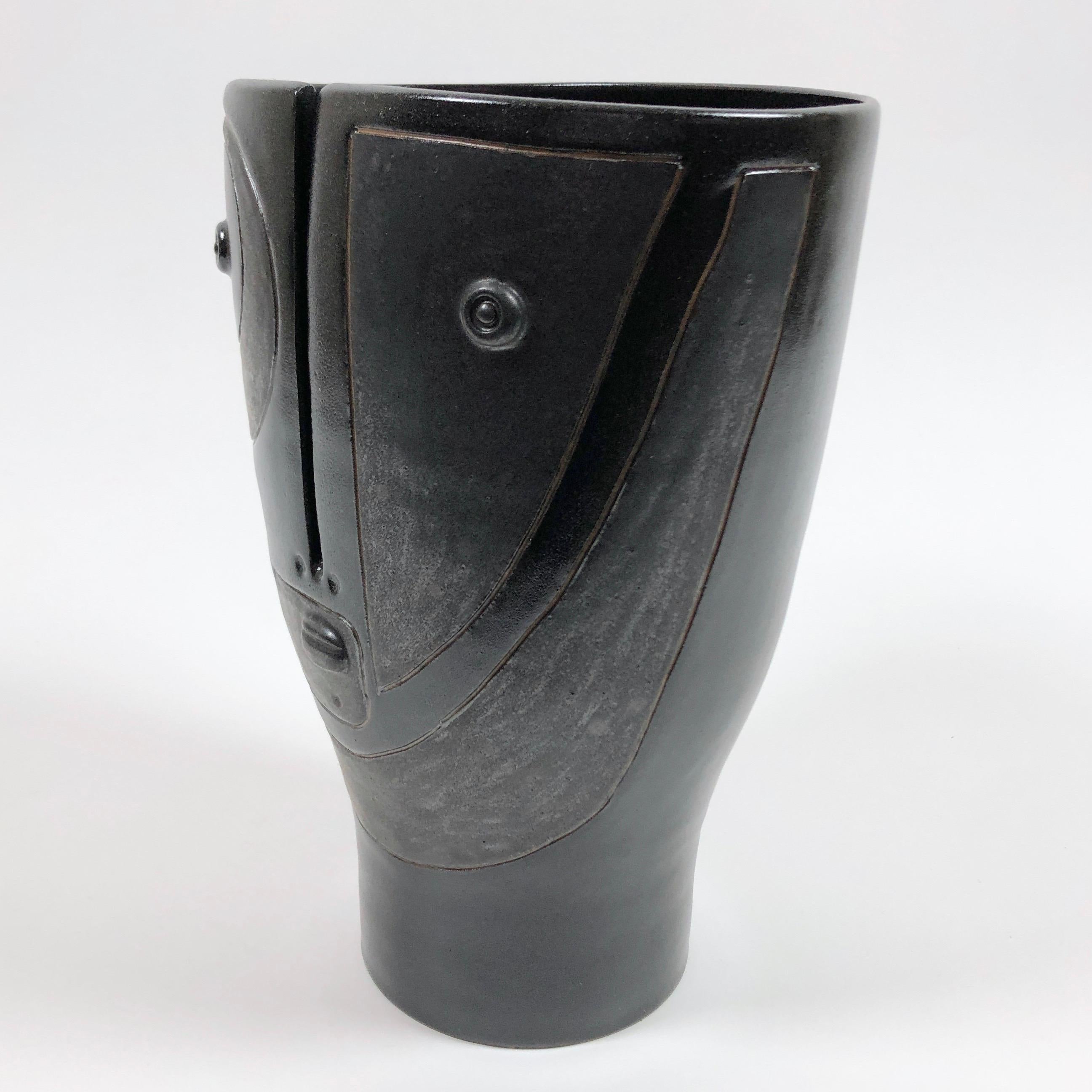 Contemporary Dalo, Black Ceramic Vase