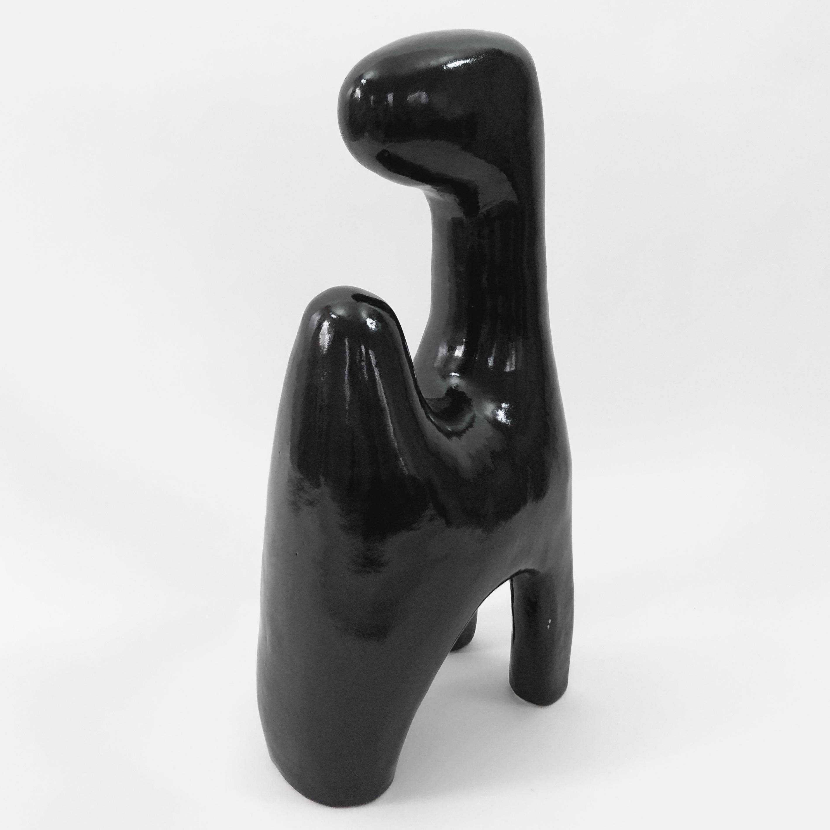 Organic Modern Dalo, Black Ceramic Sculpture  For Sale