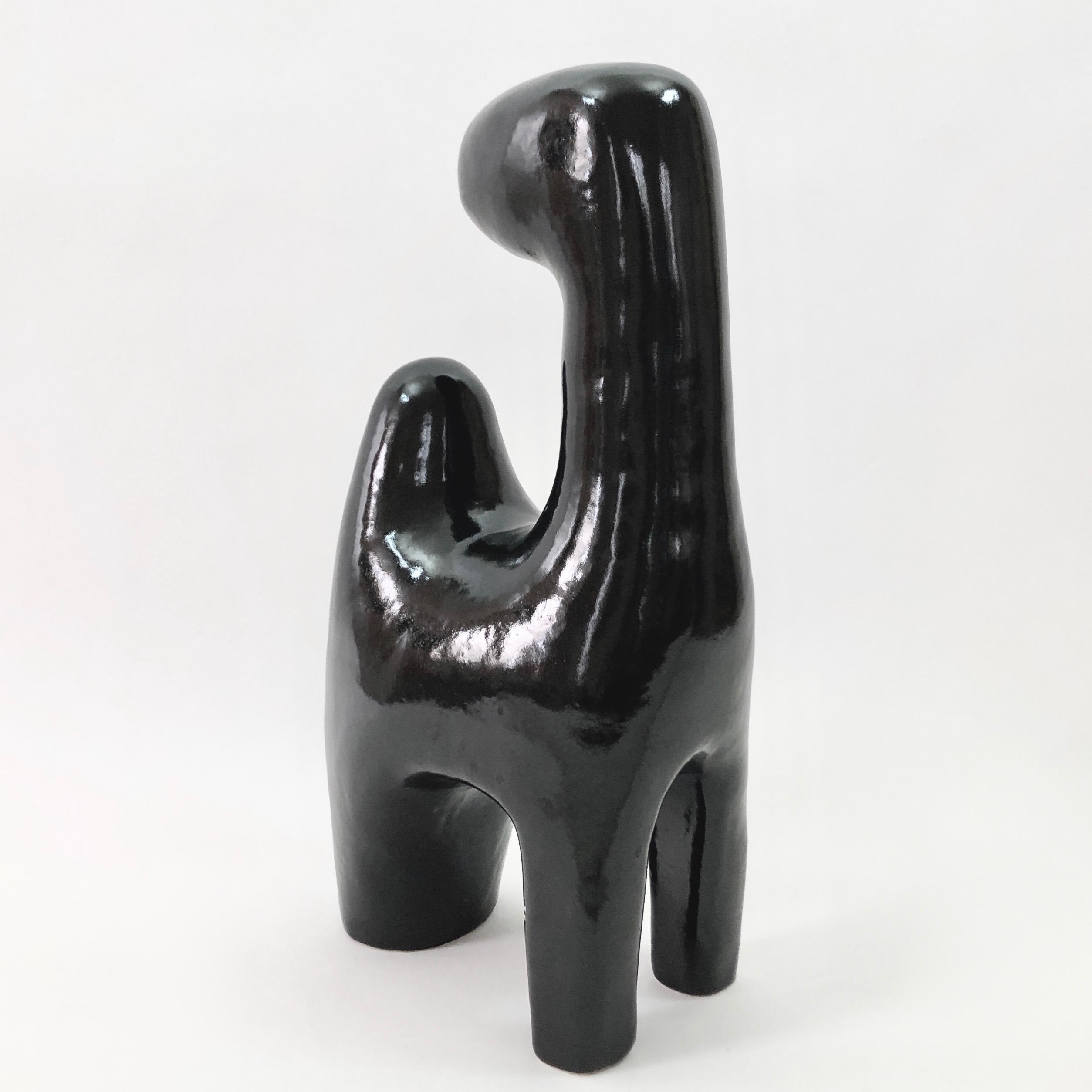 French Dalo, Black Ceramic Sculpture  For Sale