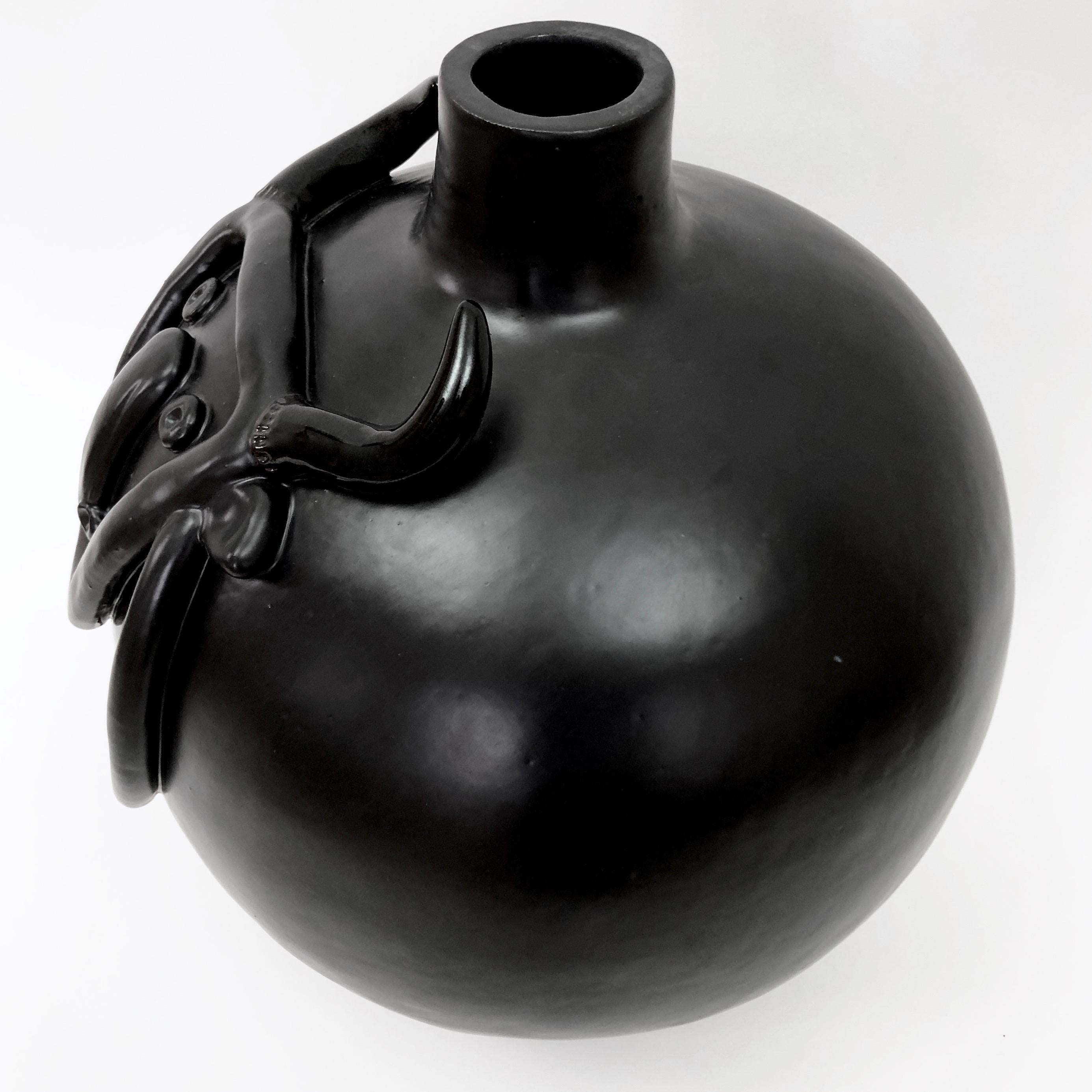 Glazed Dalo, Large Black Ceramic Table Lamp Base